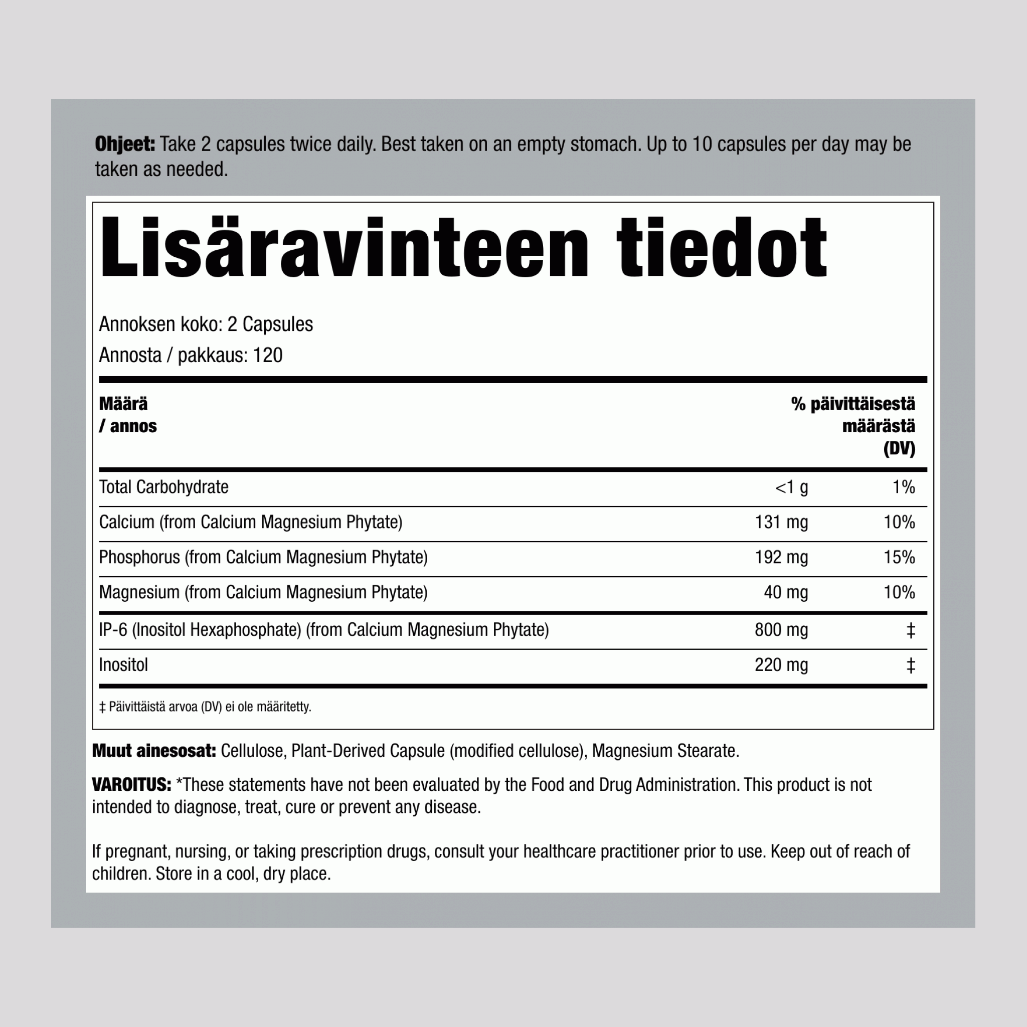 Cell Forte IP-6 ja inositoliheksafosfaatti 240 Kasviskapselit       