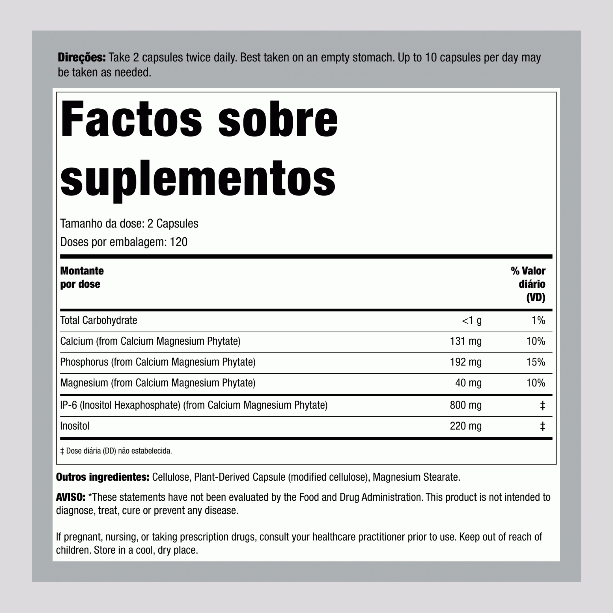Célula Forte IP-6 e Hexafosfato Inositol 240 Cápsulas vegetarianas       