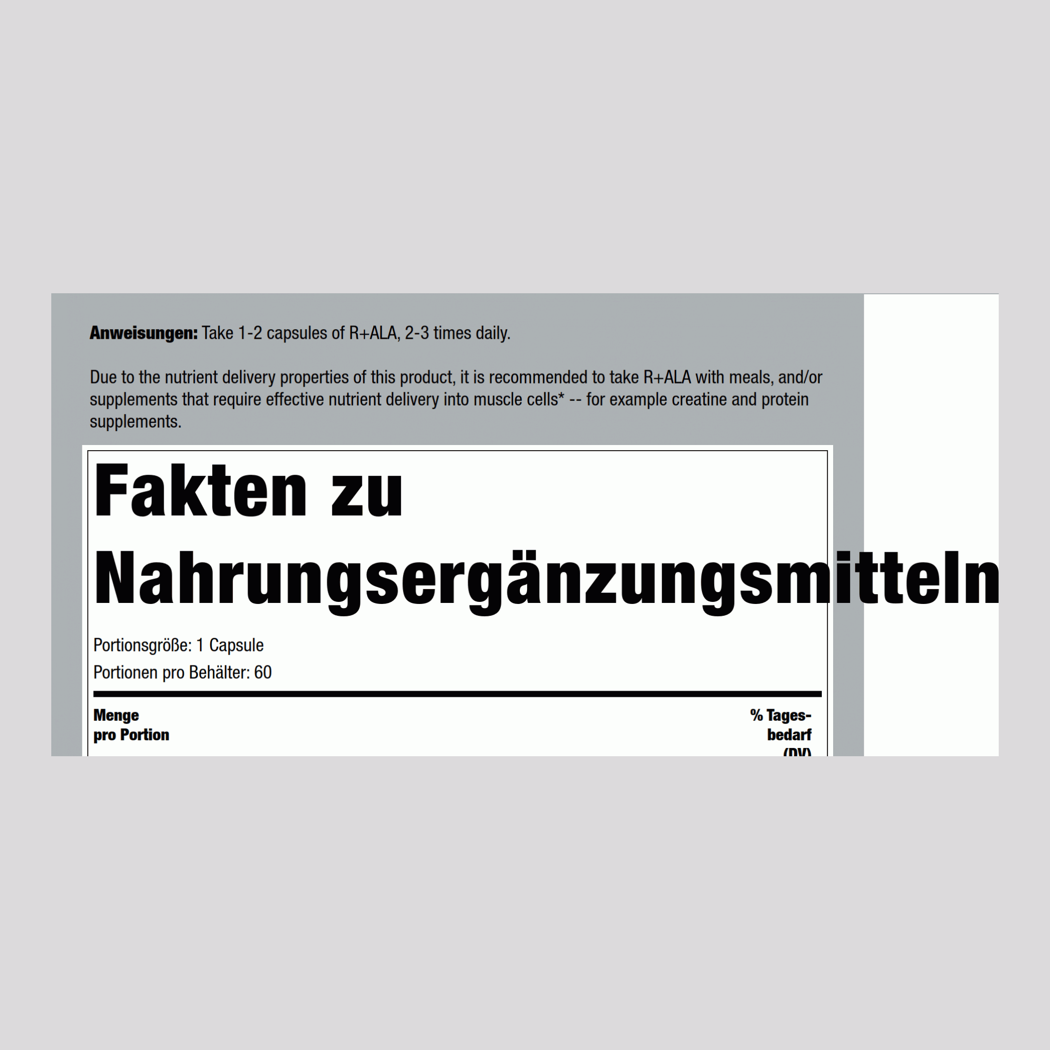 R+ ALA (Alpha-Liponsäure) 150 mg 60 Kapseln     