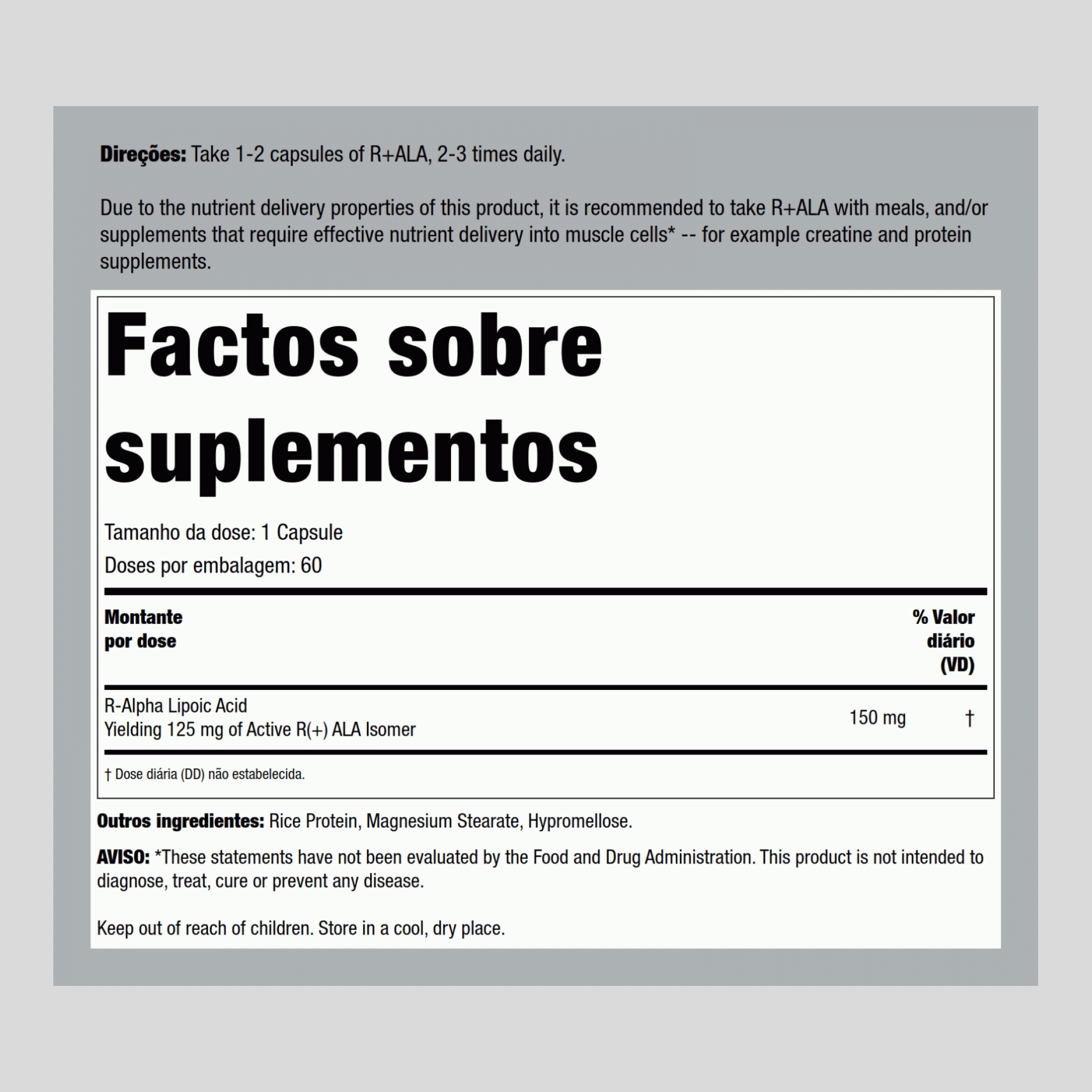 R+ ALA (ácido lipoico alfa) 150 mg 60 Cápsulas     