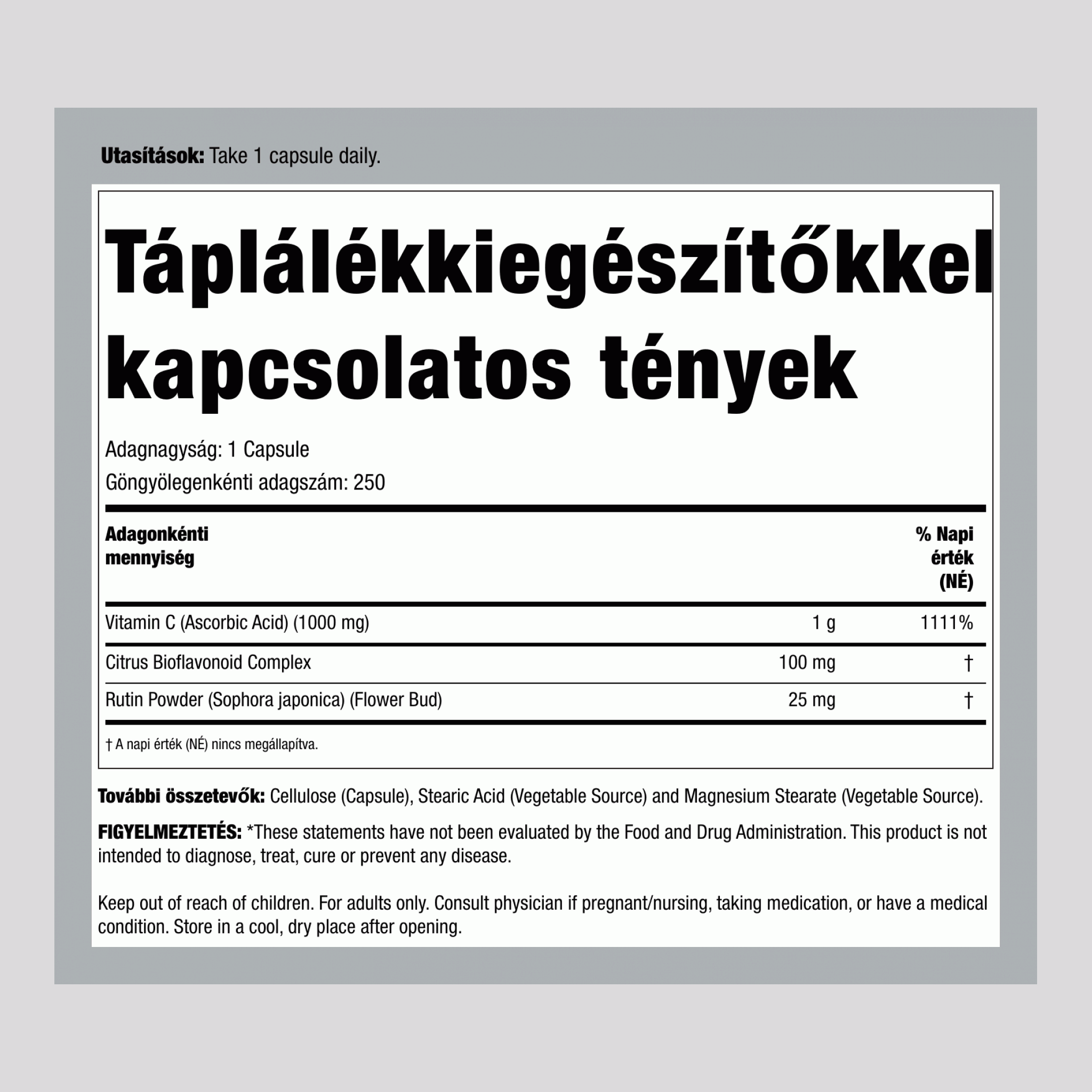 C-1000 bioflavonoidokkal 1000 mg 250 Vegetáriánus kapszula     