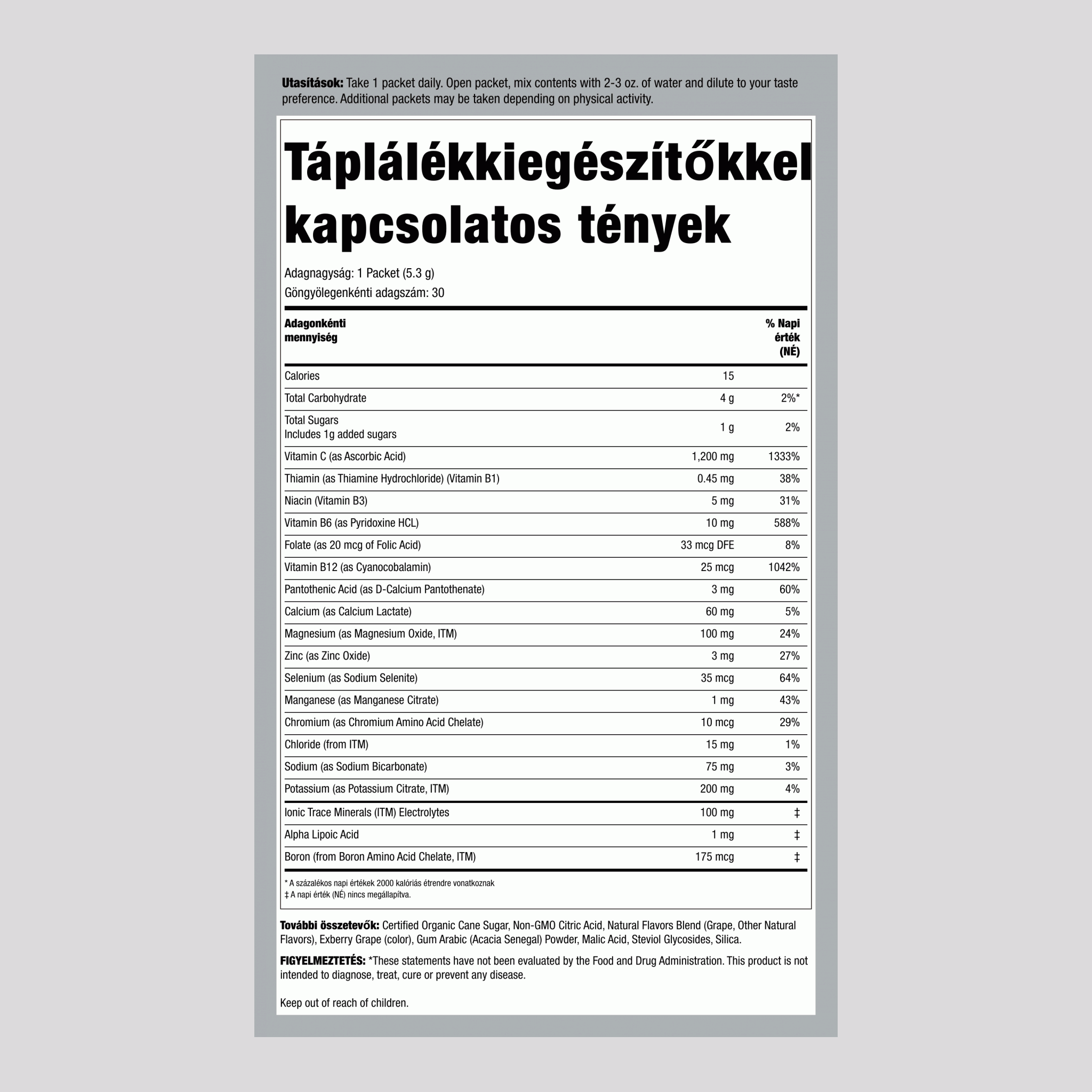 Power Pak C-vitamin por (konkord szőlő) 1200 mg 30 Csomag     