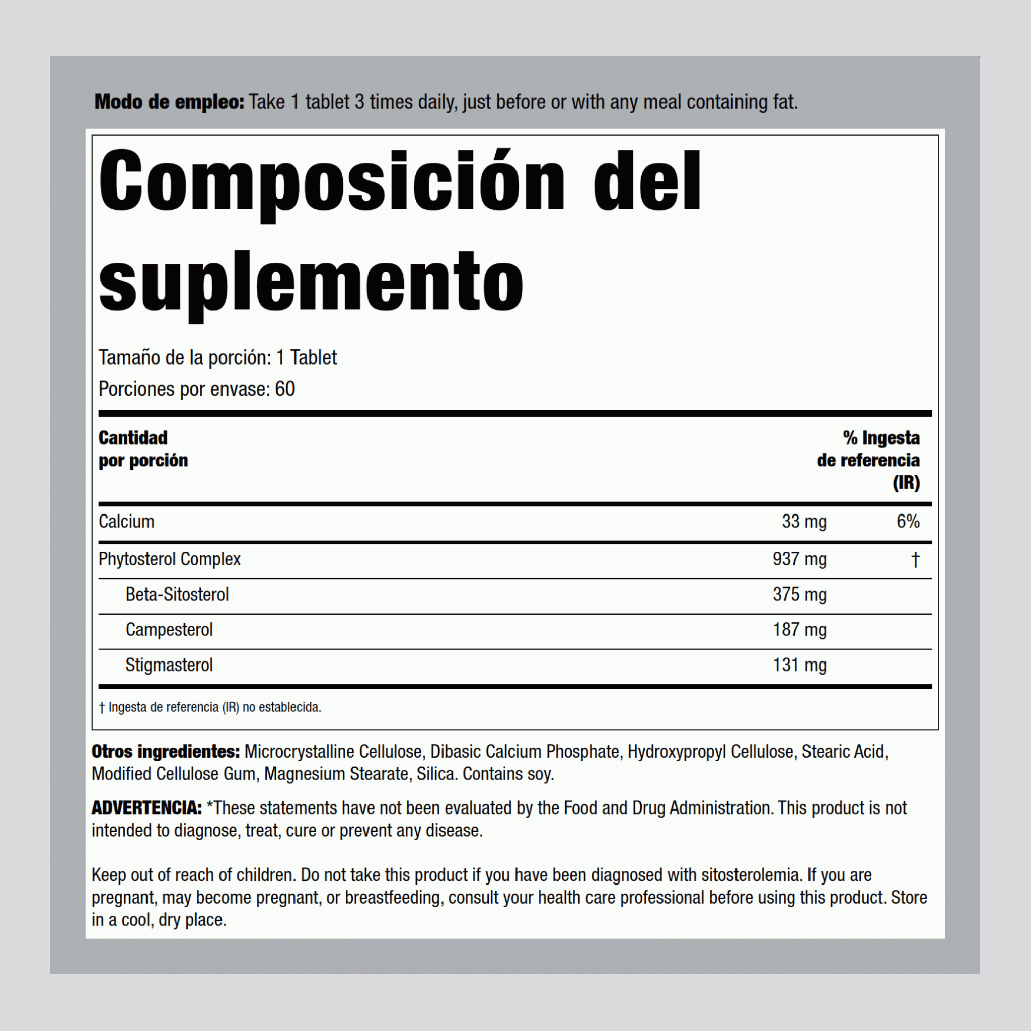 Beta-Sitosterol  375 mg 60 Tabletas     