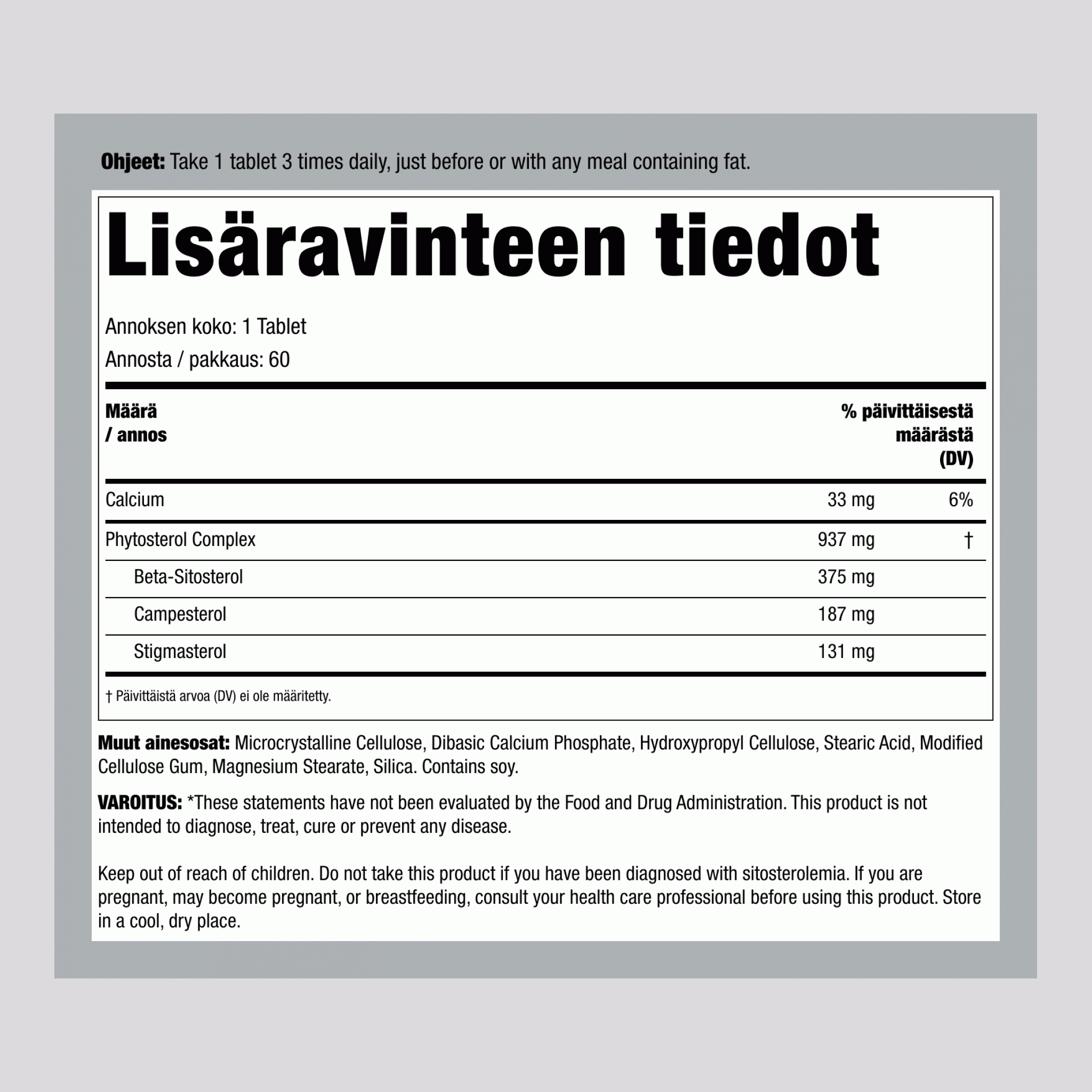 Beetasitosteroli  375 mg 60 Tabletit     