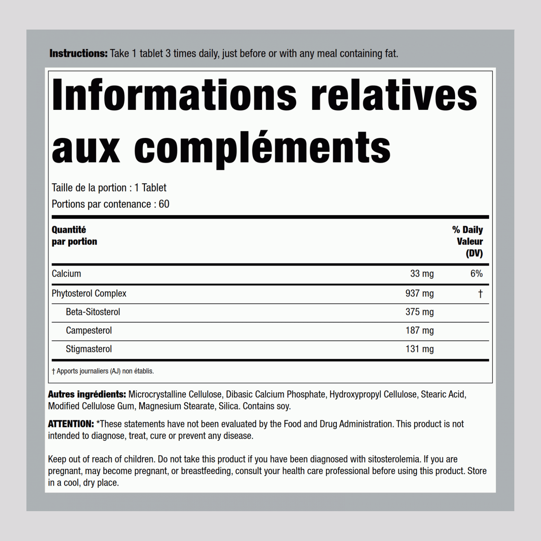 Béta Sitostérol  375 mg 60 Comprimés     