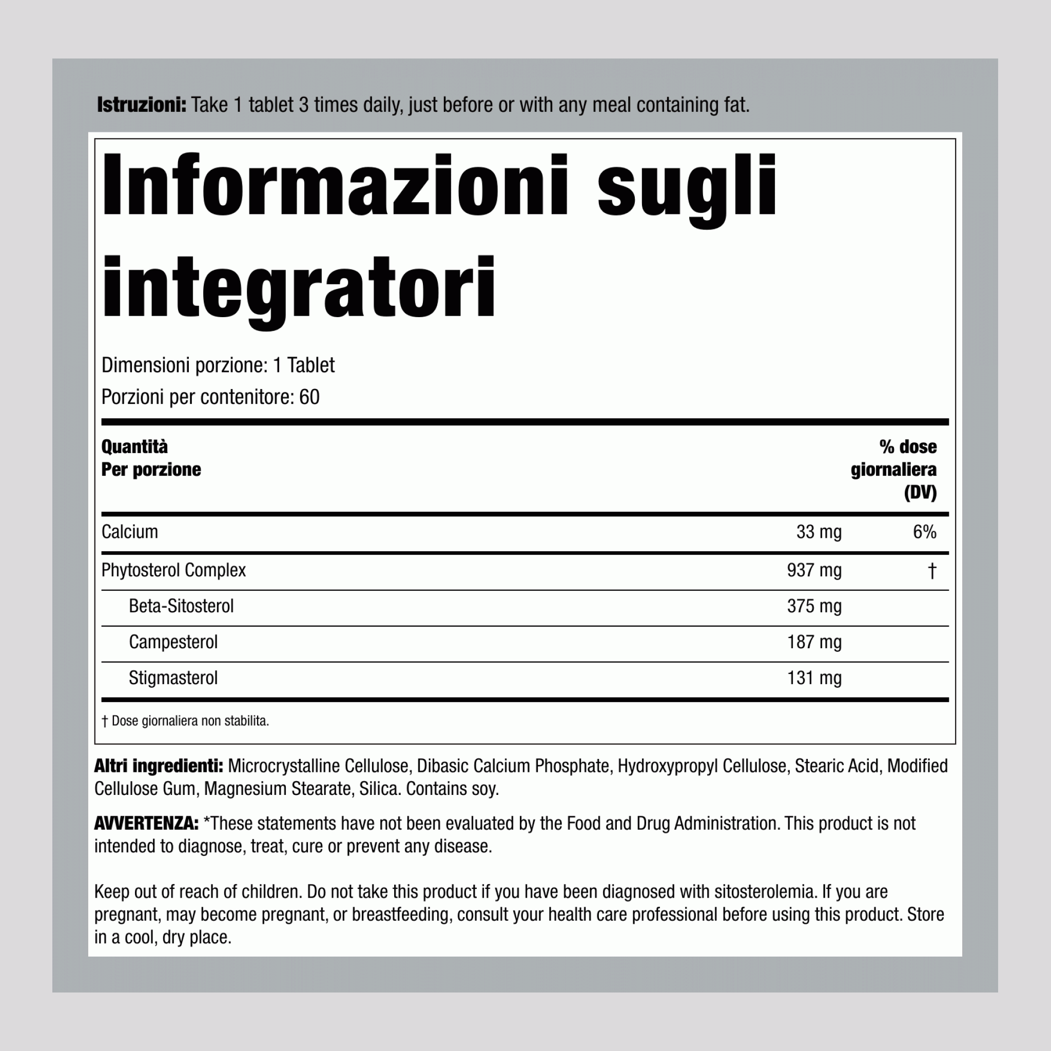 Beta-sisterolo  375 mg 60 Compresse     