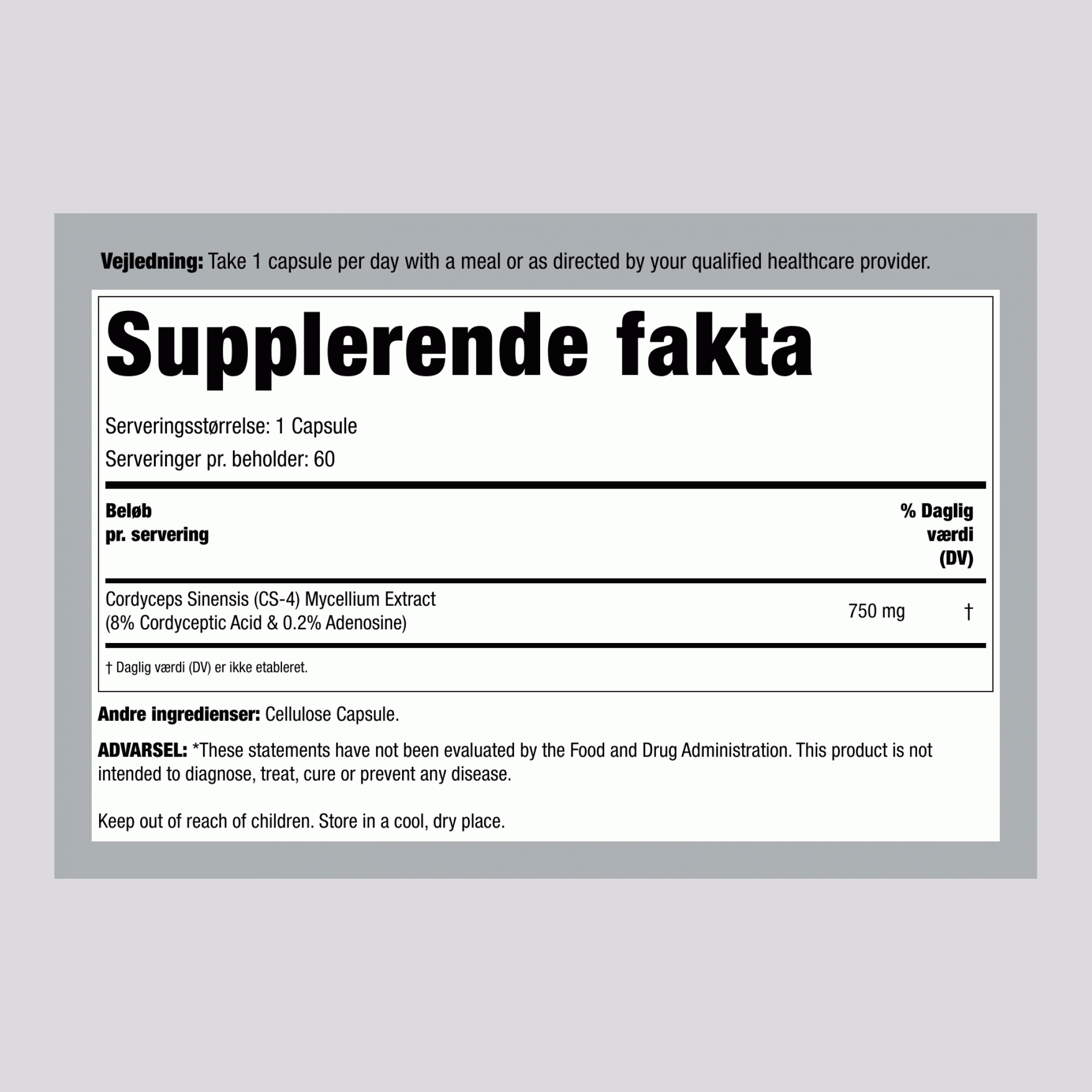 Cordyceps CS-4-stamme 60 Vegetar-kapsler       