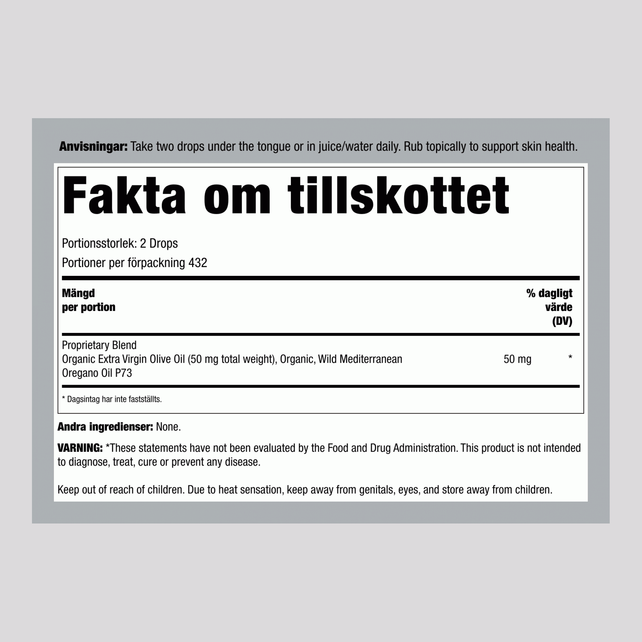 Oreganololja P73 vätska 1 fl oz 30 ml Pipettflaska    