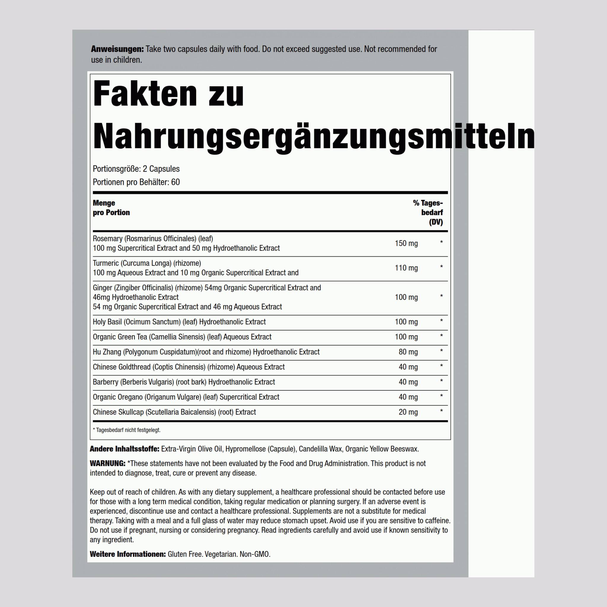 Zyflamend Ganzer Körper 120 Vegetarische Kapseln       