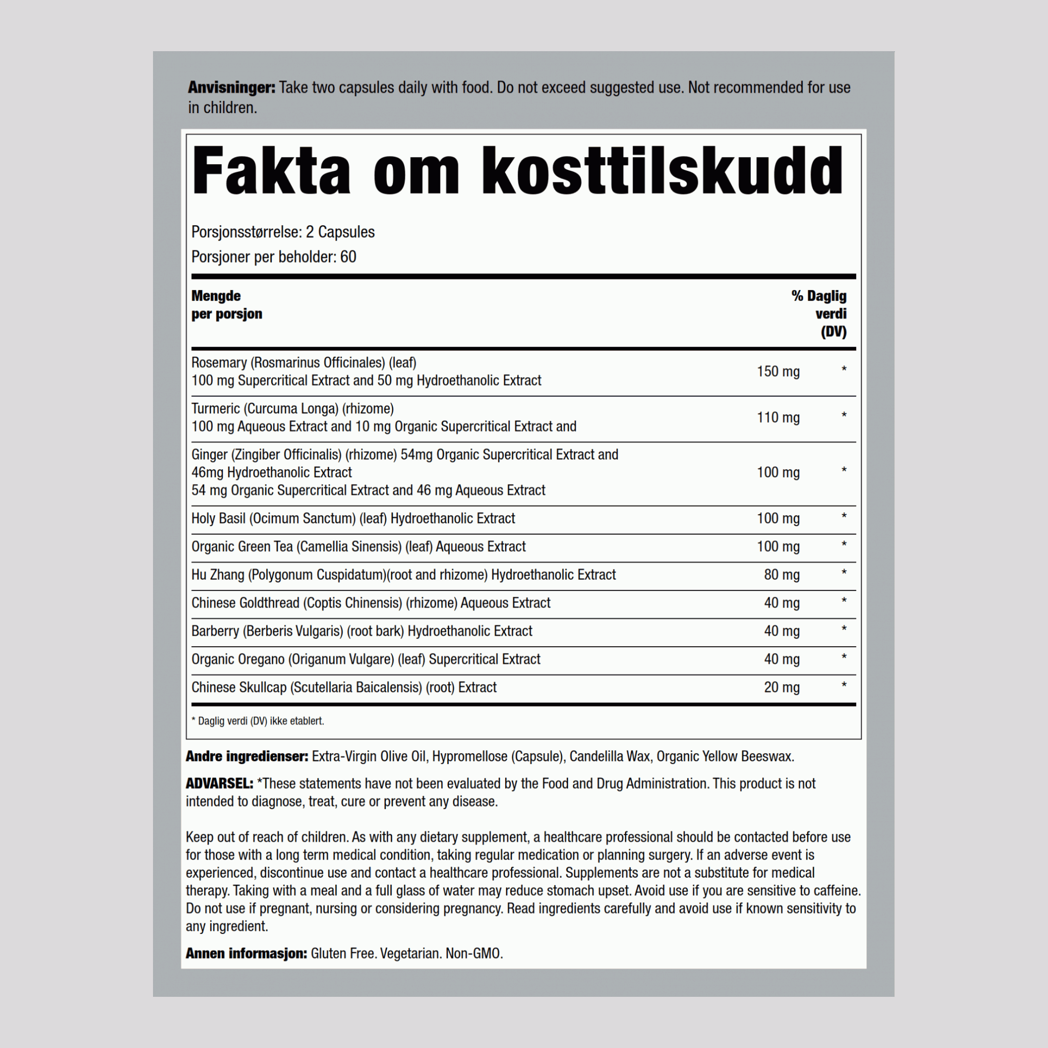 Zyflamend for hele kroppen 120 Vegetarianske kapsler       