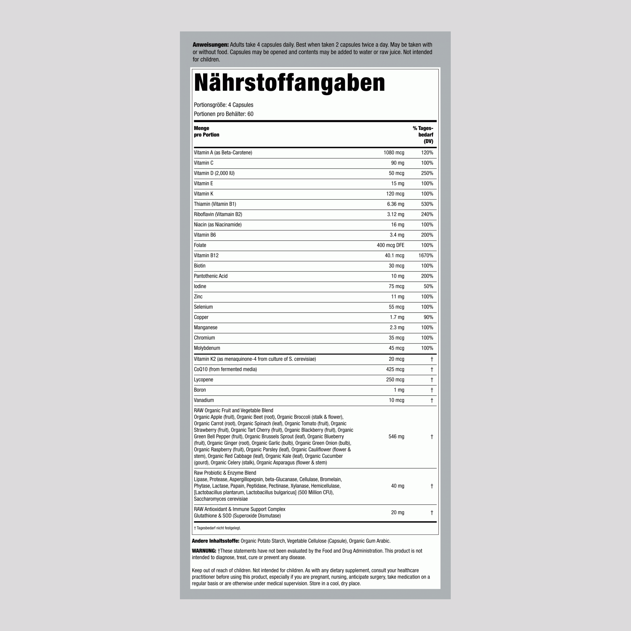 Vitamin Code 50 & Wiser Men Multivitamin 240 Vegetarische Kapseln       