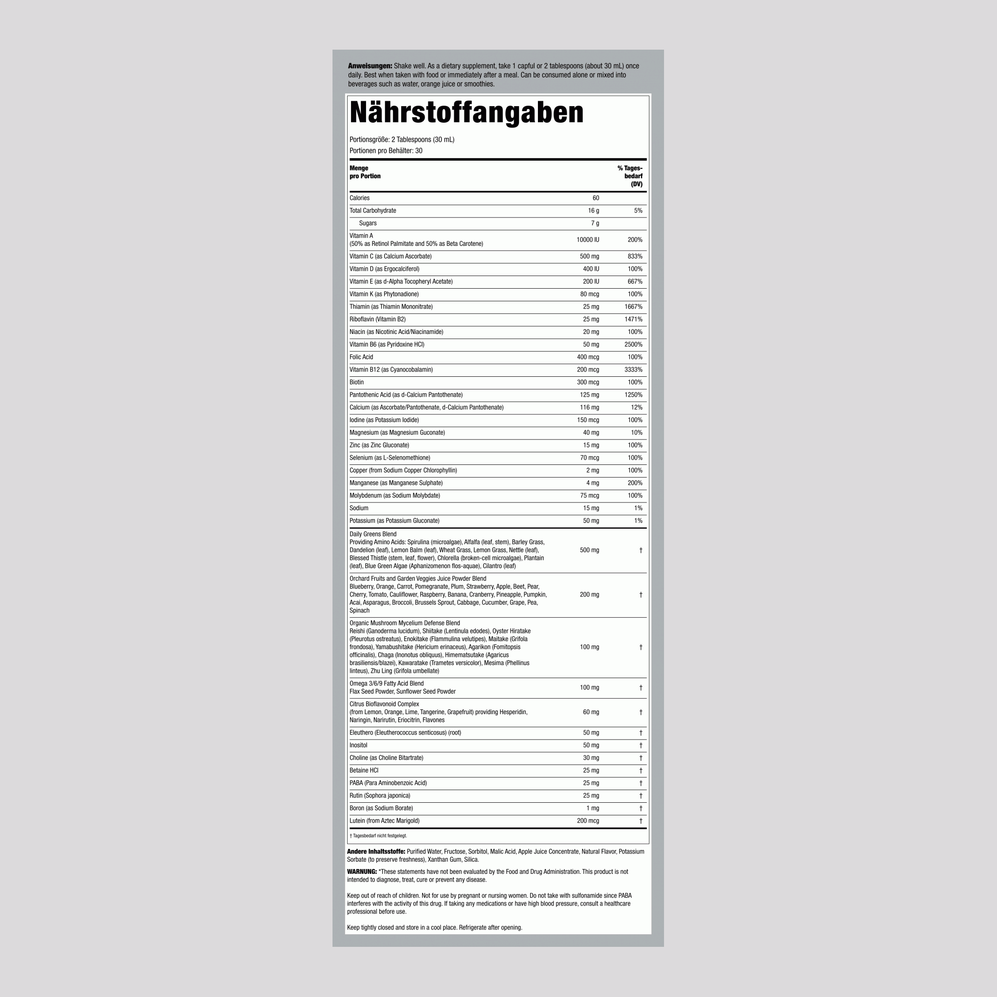 Alive! Multivitamin-Flüssigkeit (Zitrus) 30.4 fl oz 900 ml Flasche    