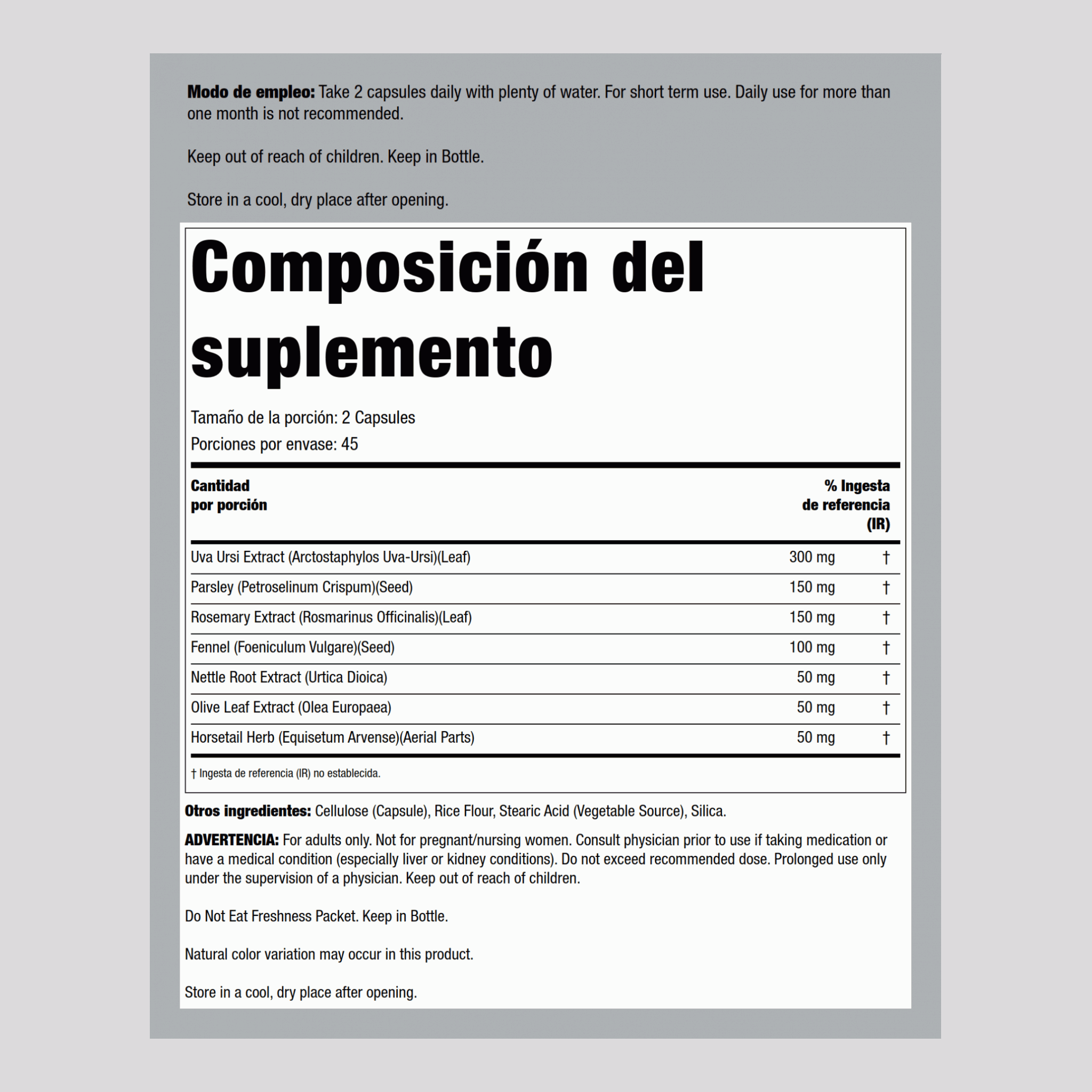 Cápsulas de limpieza renal 90 Cápsulas vegetarianas       