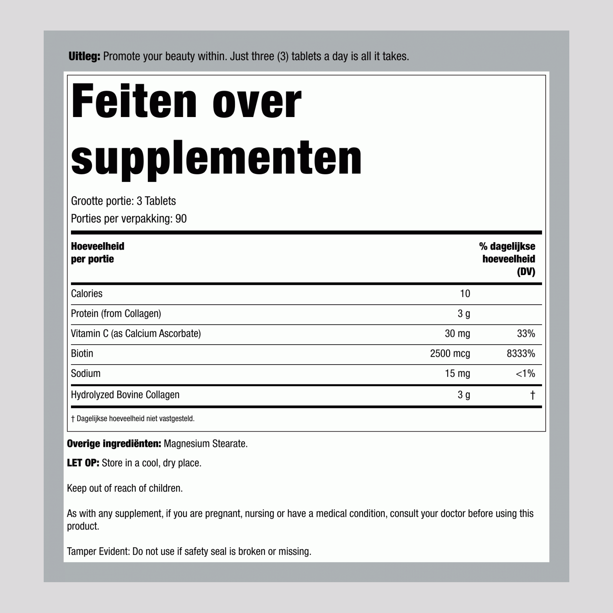 Supercollageen + C (type I en III) 250 Tabletten       