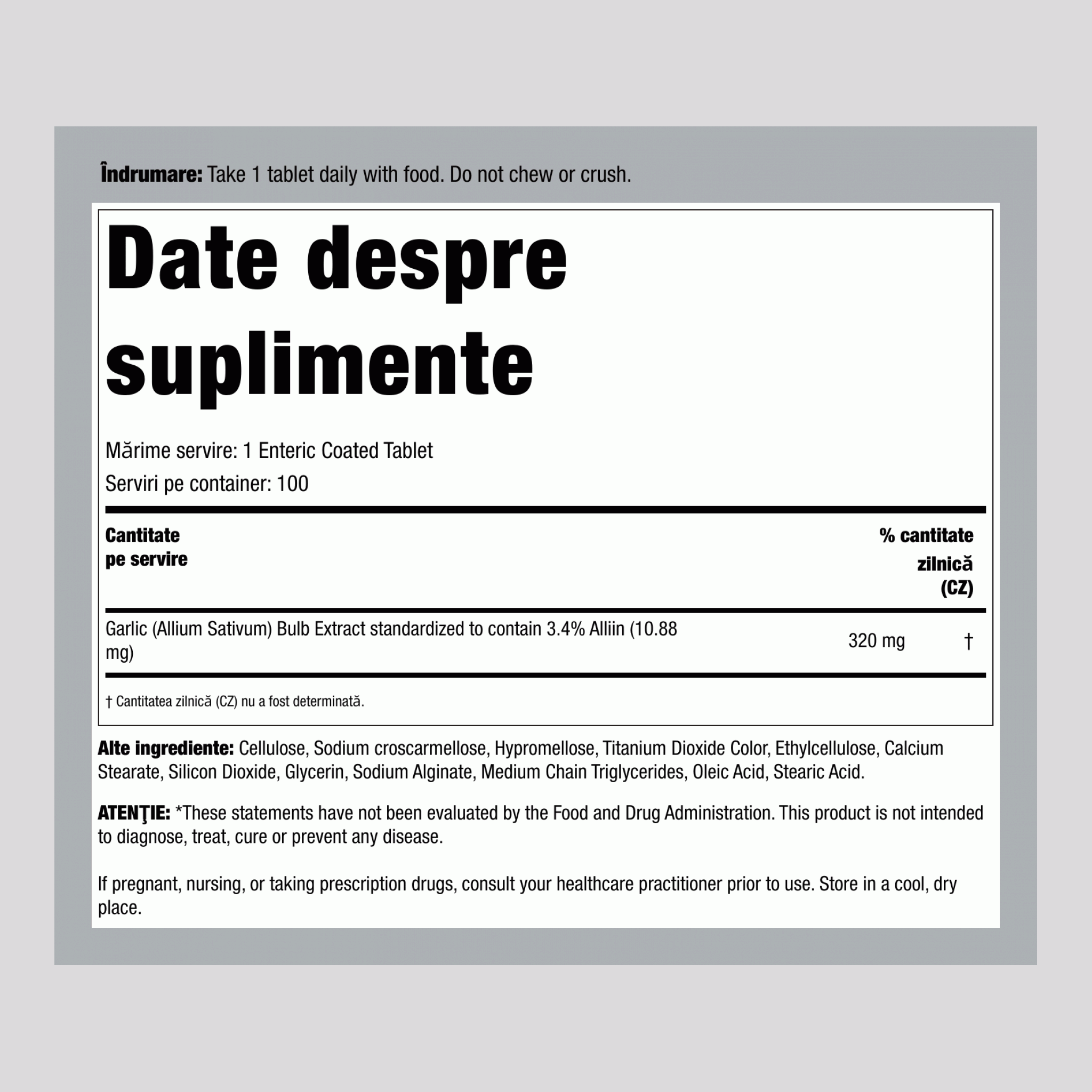 Garlinase 5000 extract de usturoi 100 Comprimate protejate cu înveliș solubil       