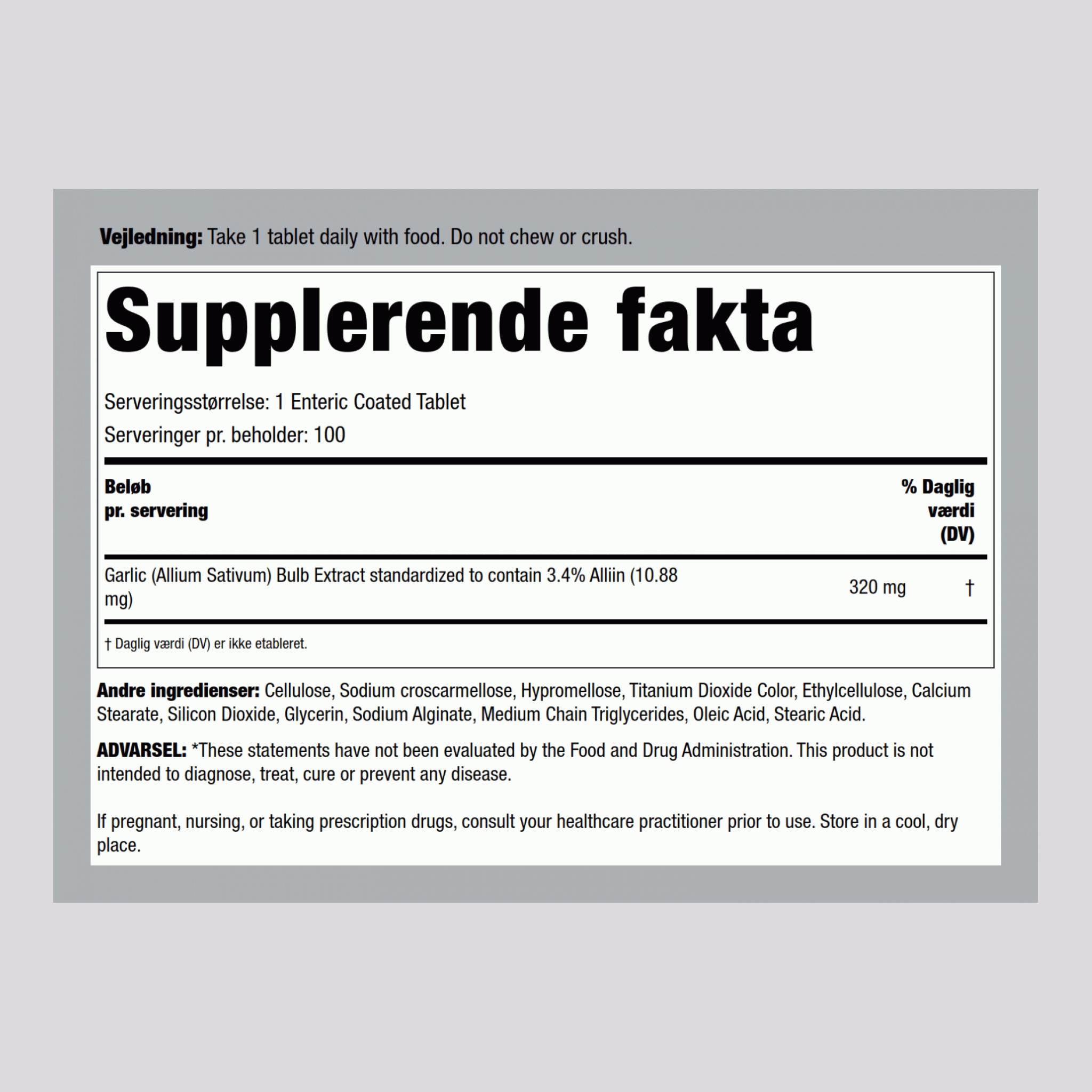 Garlinase 5000 hvidløgekstrakt 100 Enterisk overtrukne tabletter       