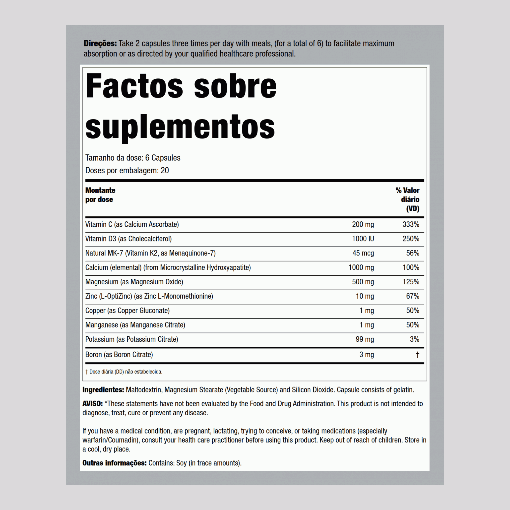 Fortificante Ósseo 120 Cápsulas       