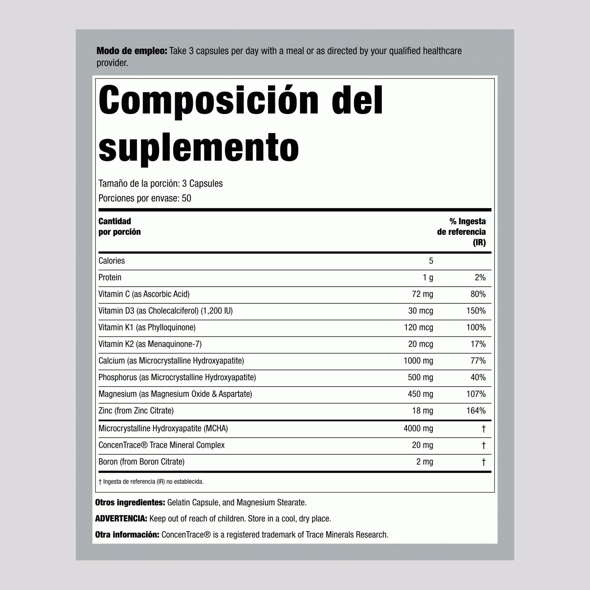 Bone Maximizer III con MCHA 150 Cápsulas       