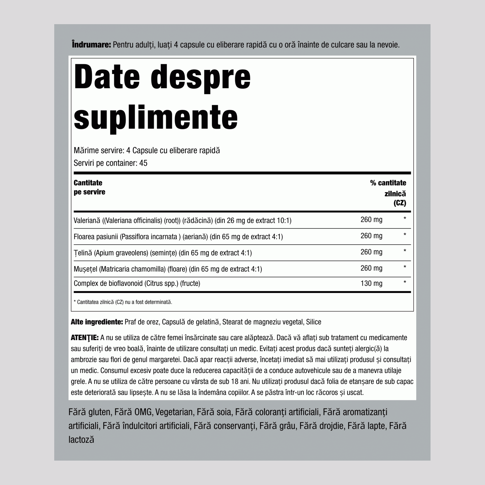 Capsule pentru calmare 180 Capsule cu eliberare rapidă 2 Sticle     