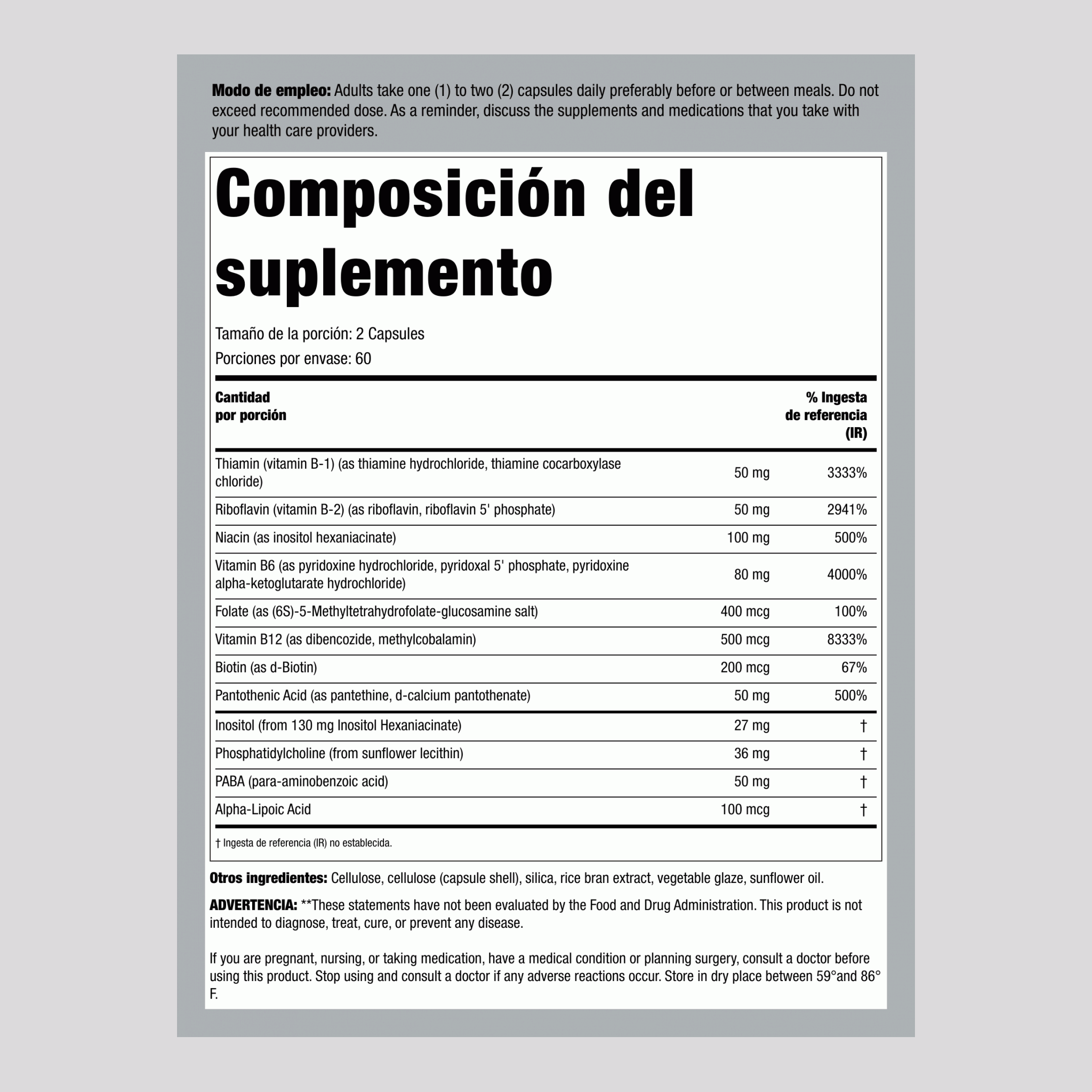 Cápsulas Coenzyme B-Complex 120 Cápsulas vegetarianas       