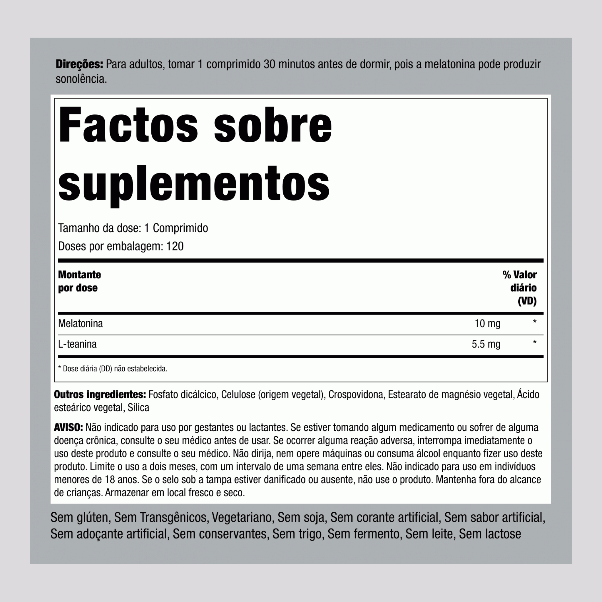 Melatonina ,  10 mg 120 Comprimidos 2 Frascos