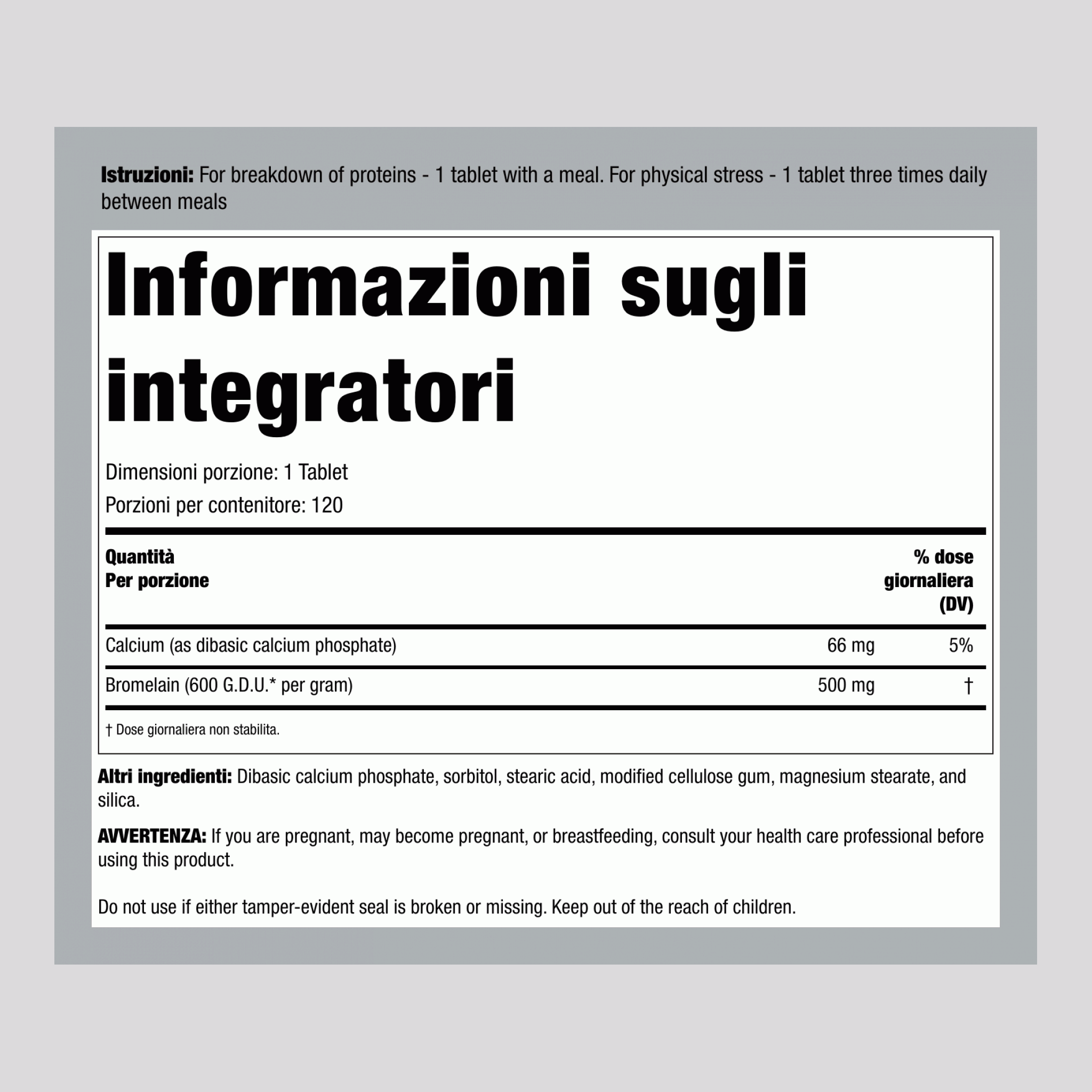 Bromelina, 500 mg, 120 Compresse