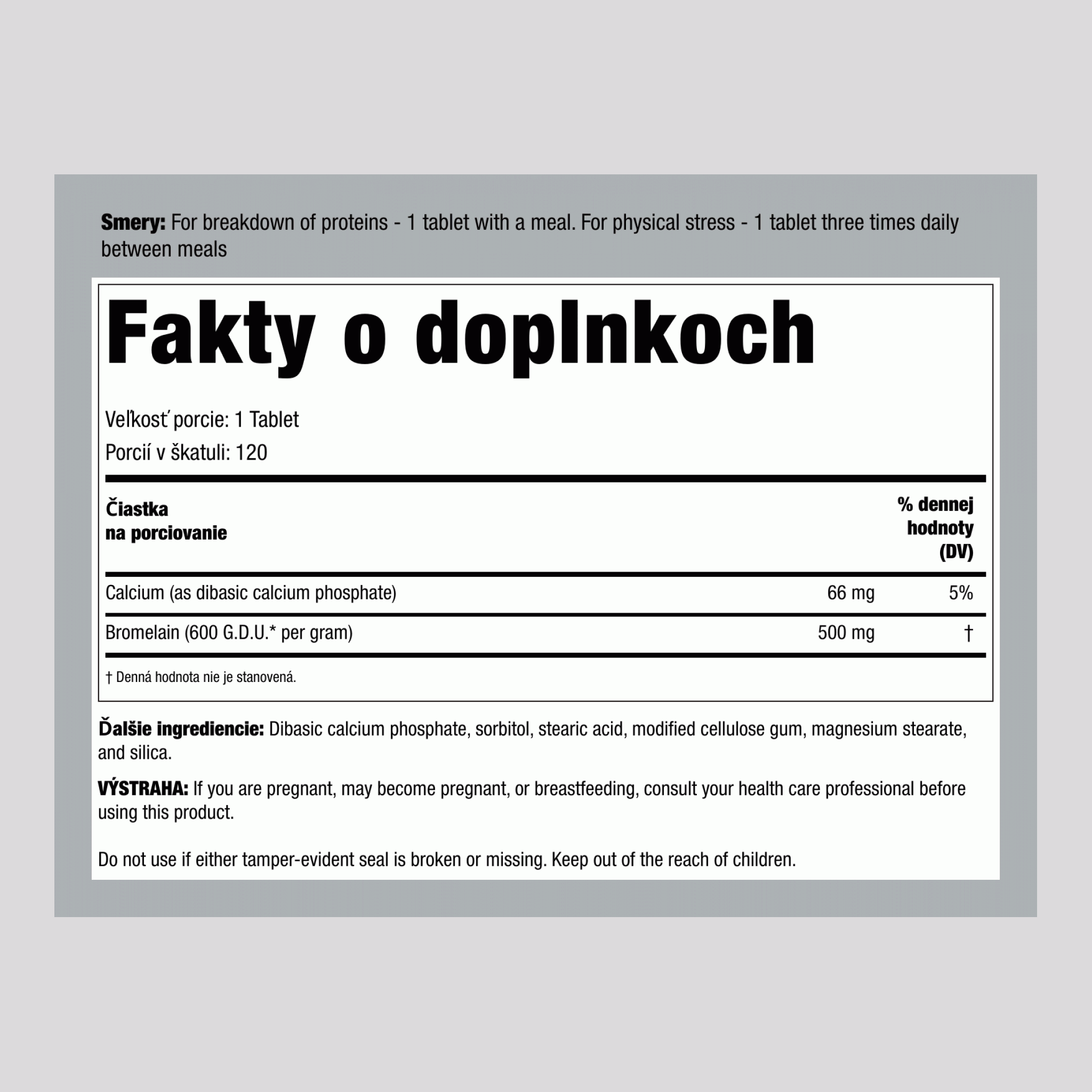 Bromelaín, 500 mg, 120 tabliet