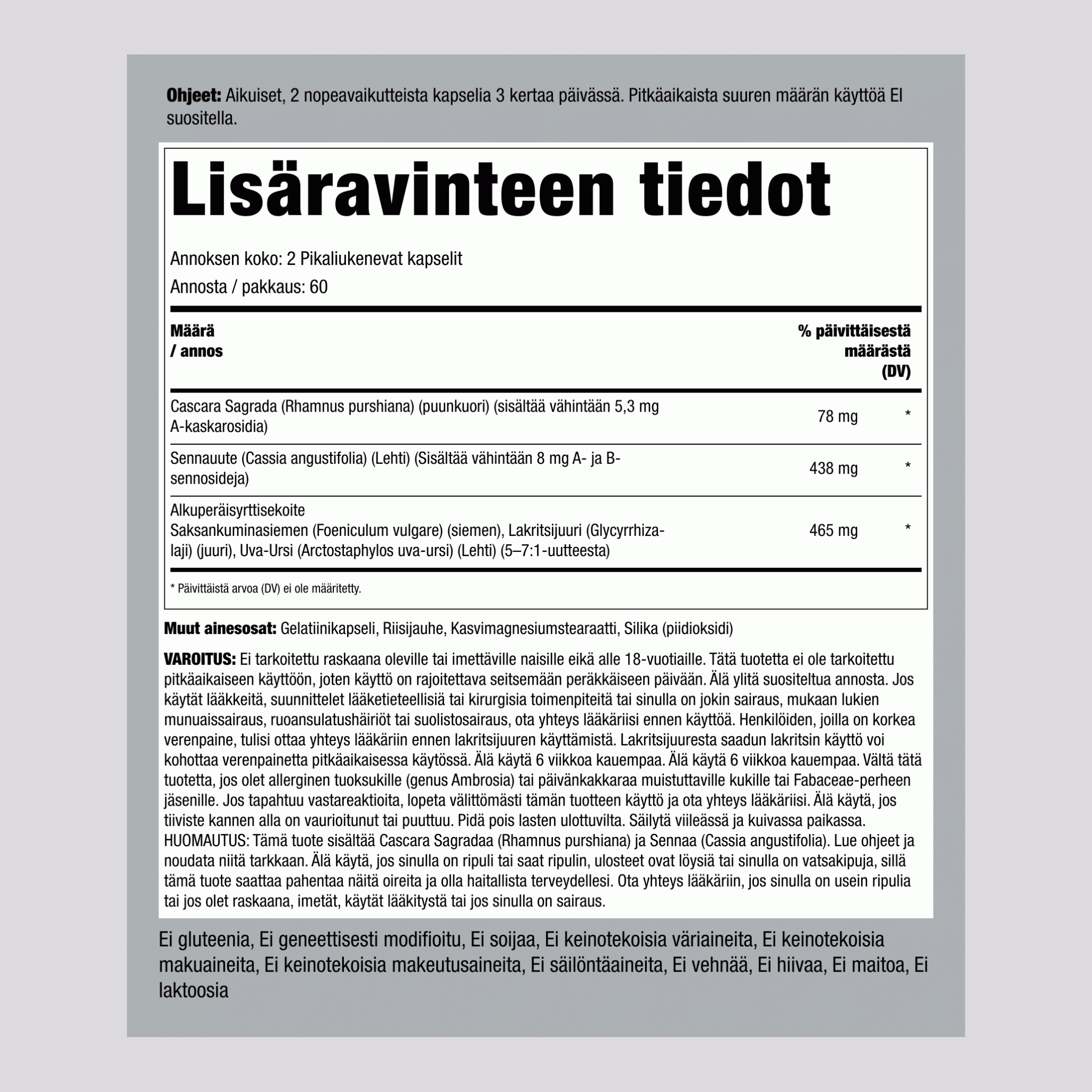 Yrttilaksatiivi 120 Pikaliukenevat kapselit       