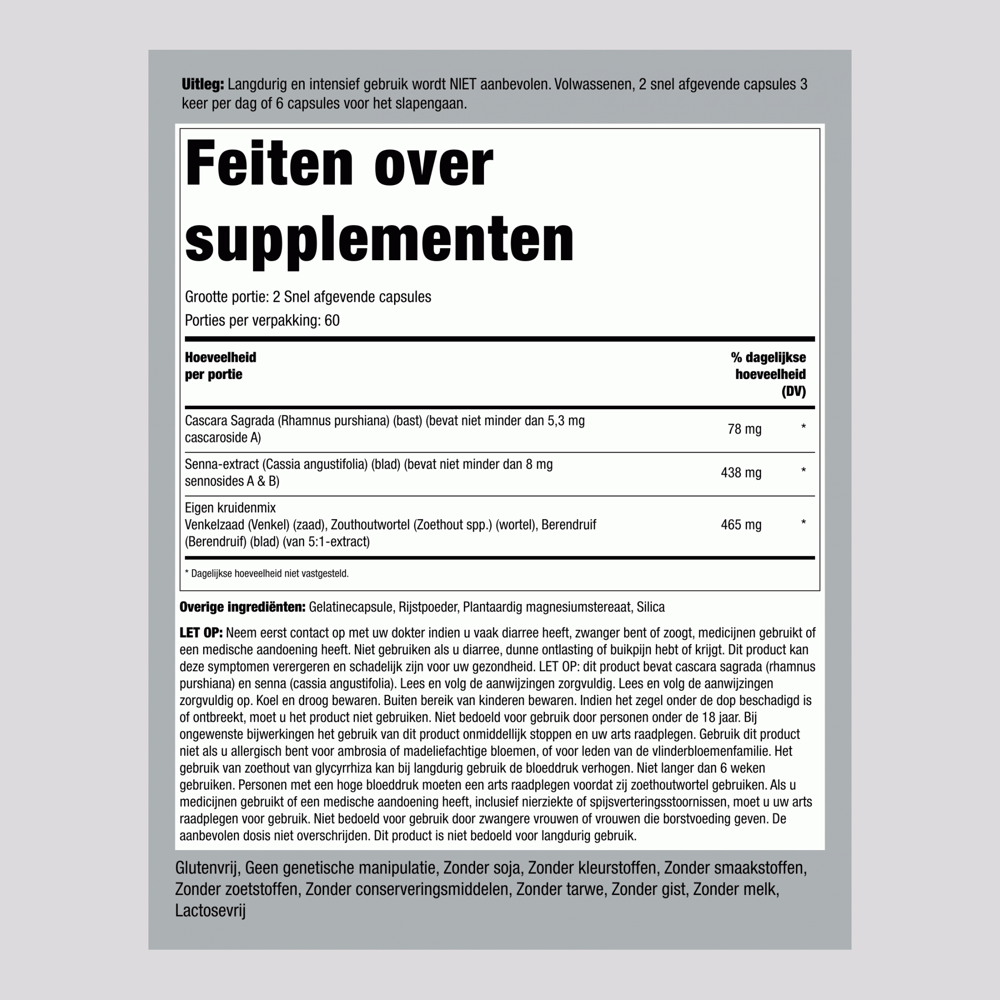 Kruidenlaxeermiddel 120 Snel afgevende capsules 2 Flessen      