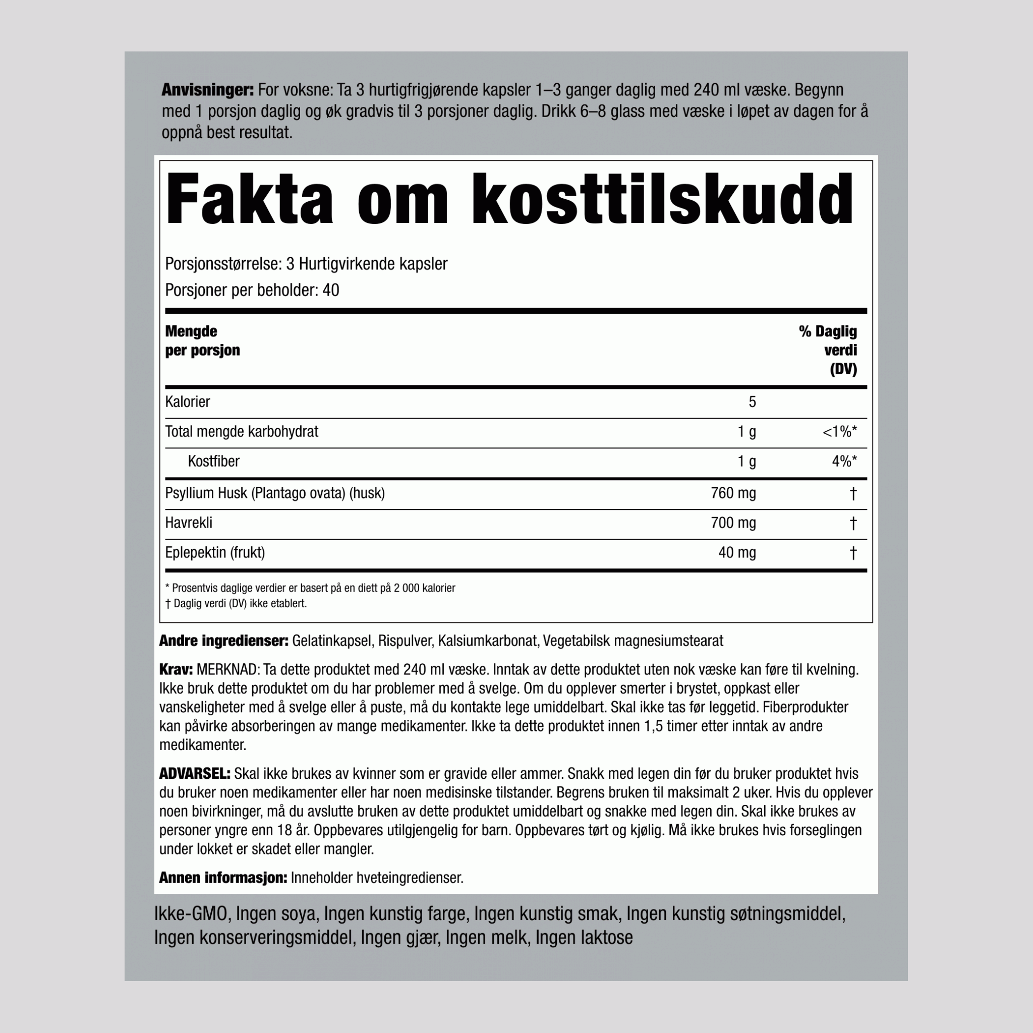 Triple Action Fiber Complex 120 Hurtigvirkende kapsler       