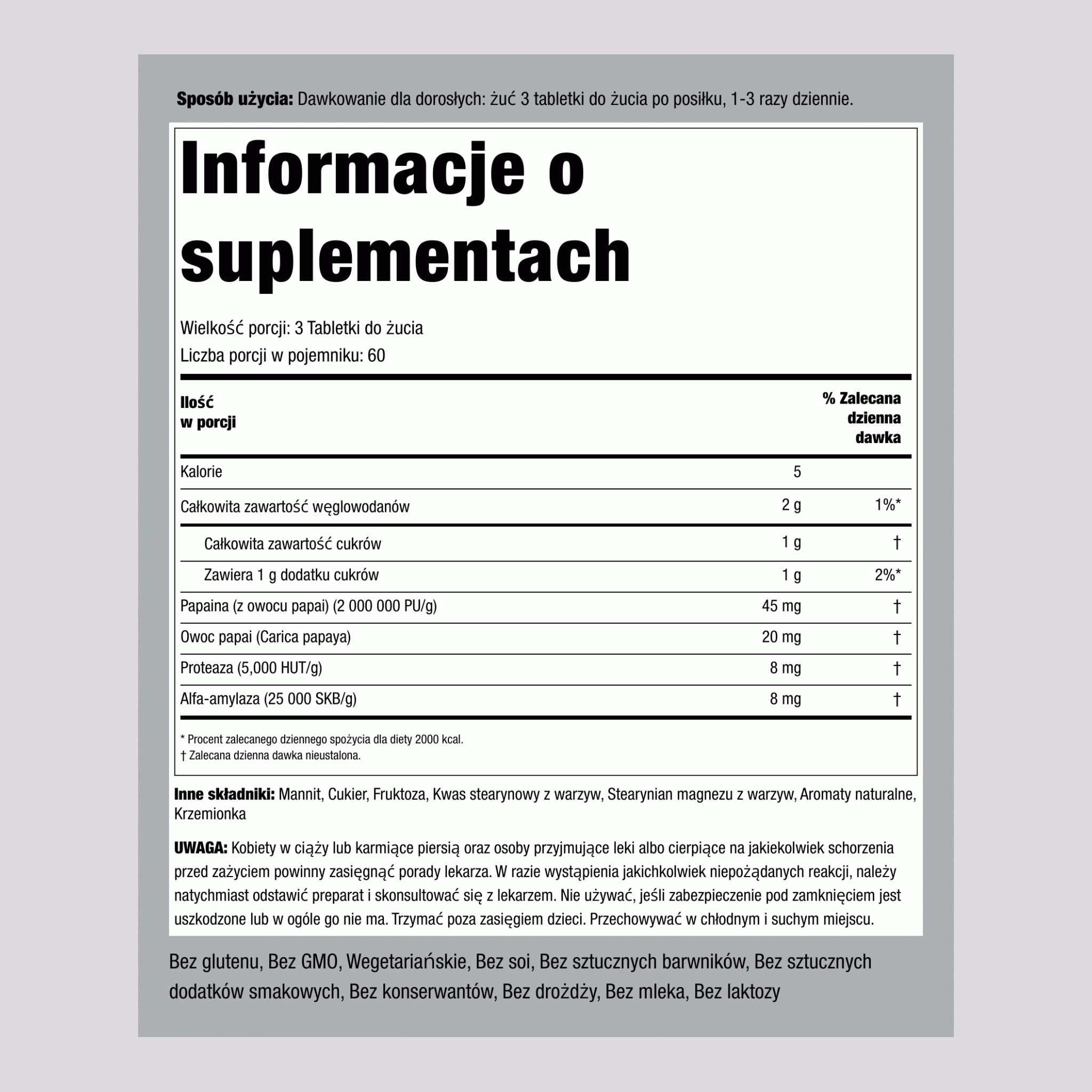 Ultra enzym z papai 180 Tabletki do żucia       