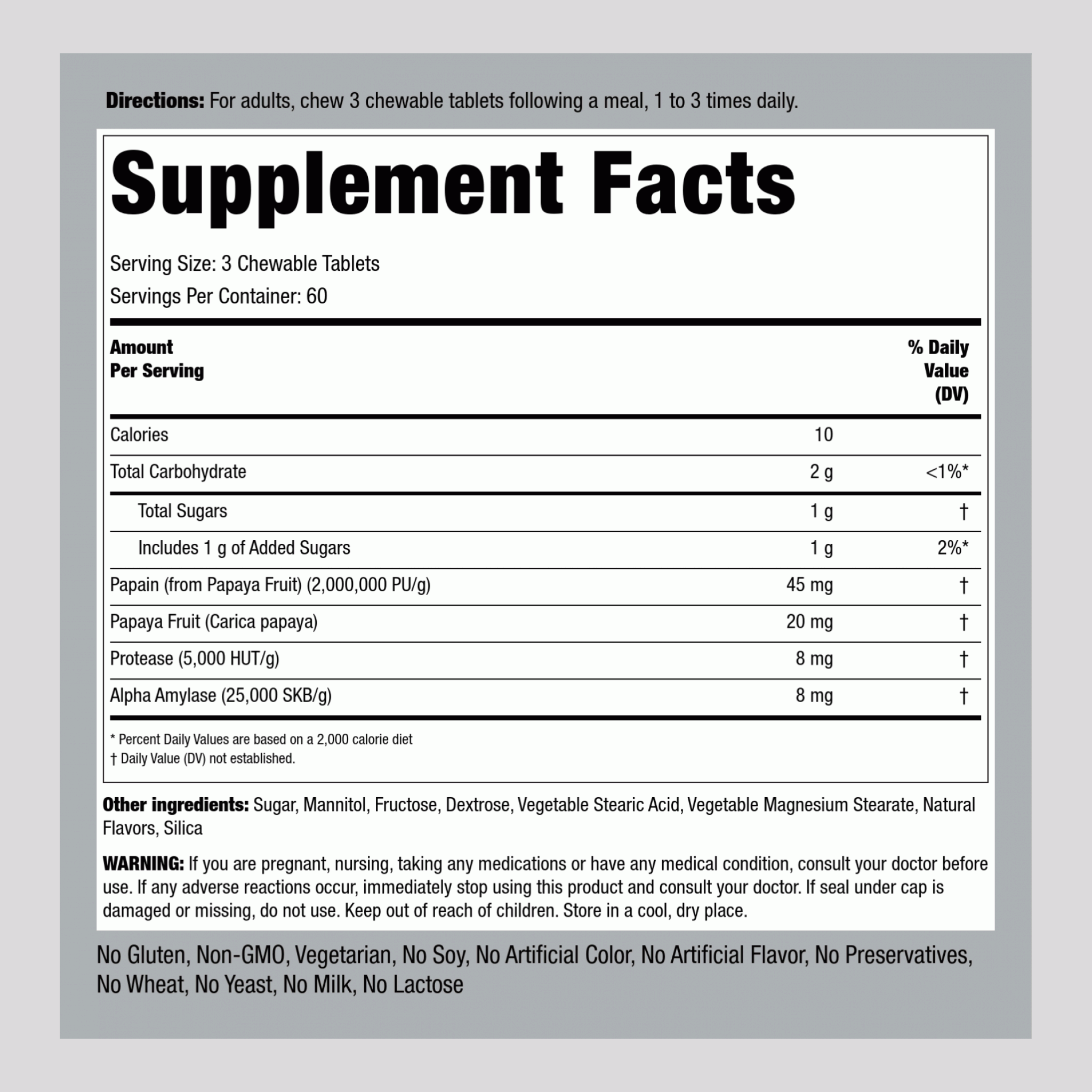 Ultra Papaya Enzyme Supreme, 180 Chewable Tablets