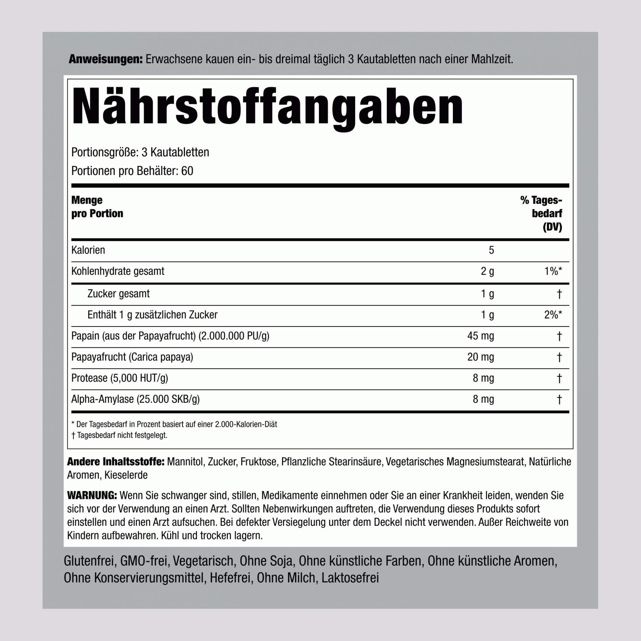 Ultra Papaya-Enzym Supreme,  180 Kautabletten 2 Flaschen