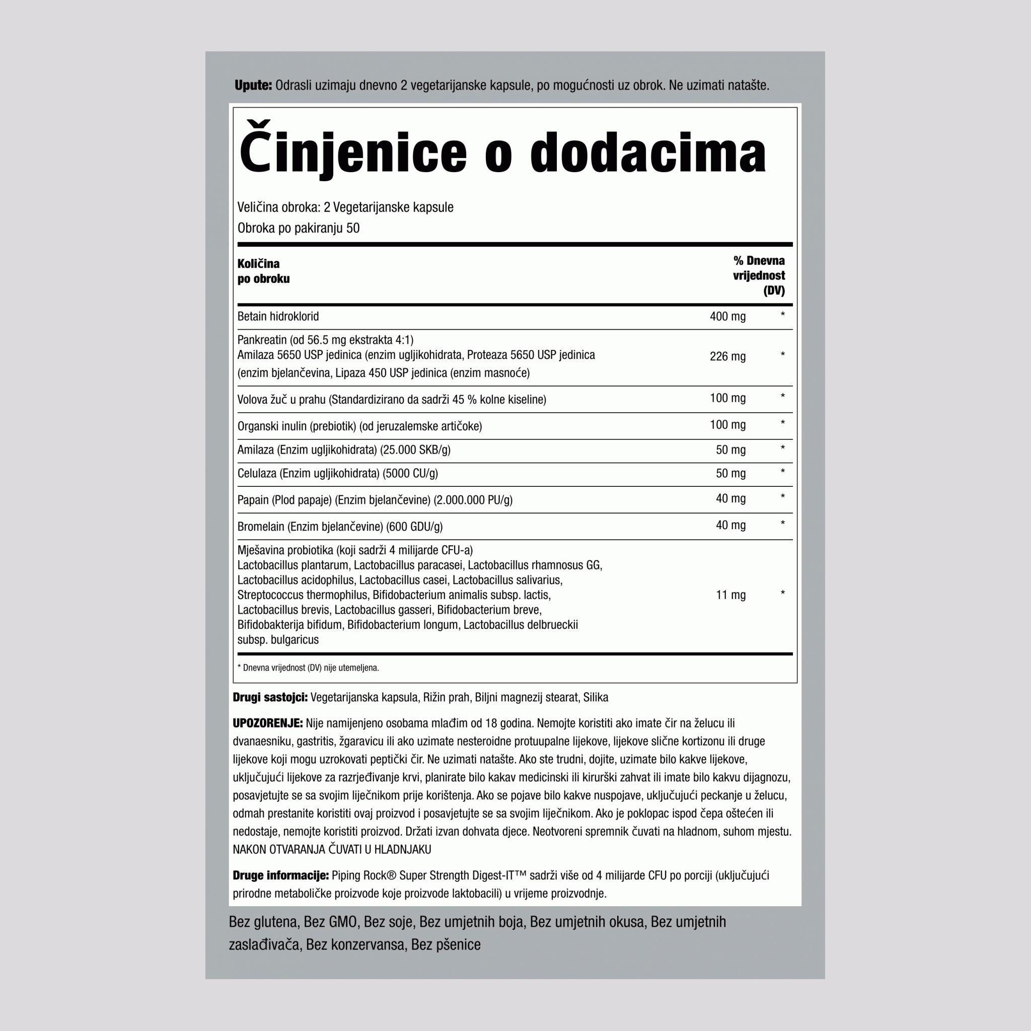 Multienzimi super snage s probioticima Digest-IT 100 Vegetarijanske kapsule      