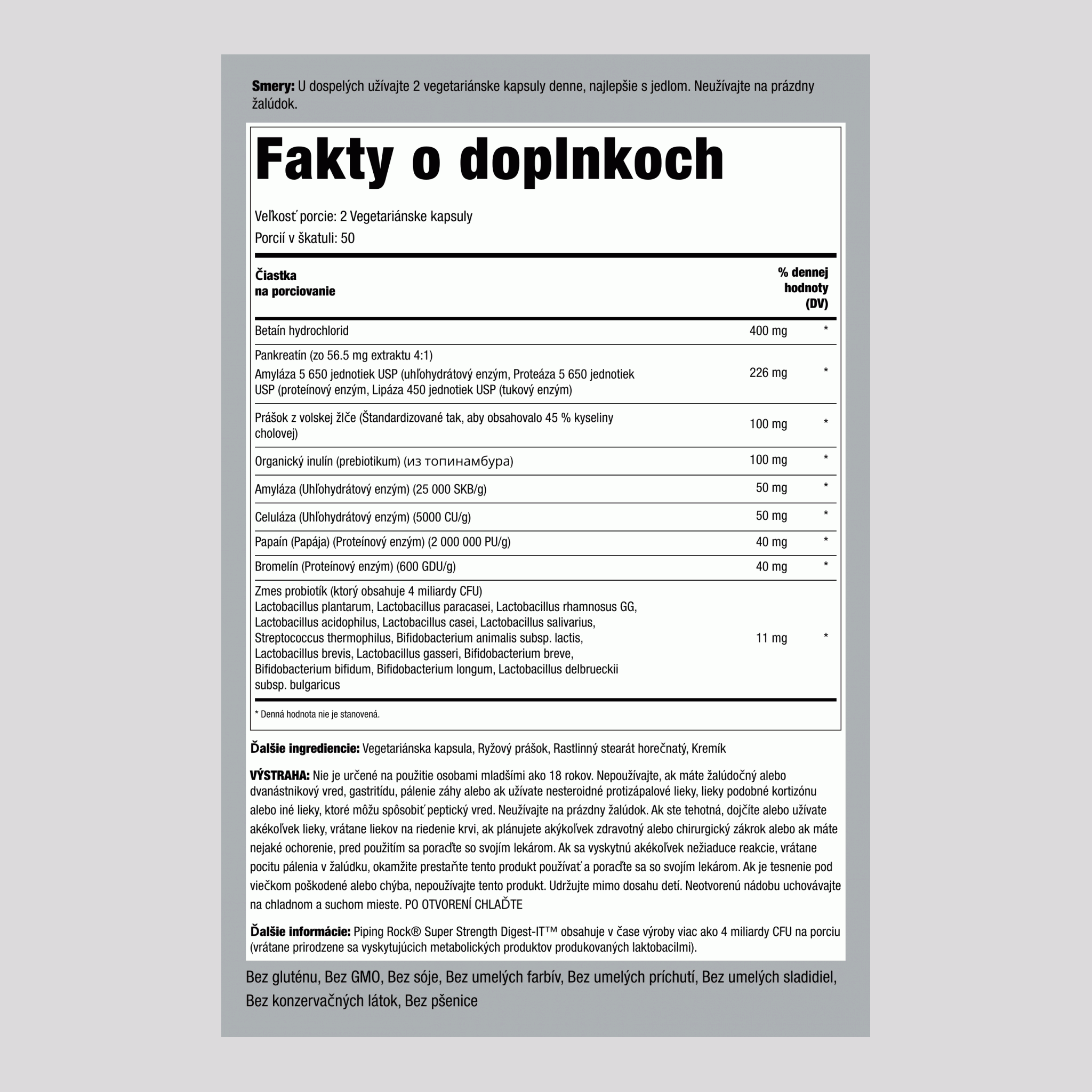 Digest-IT supersilné multienzýmy s probiotikami 100 Vegetariánske kapsuly      