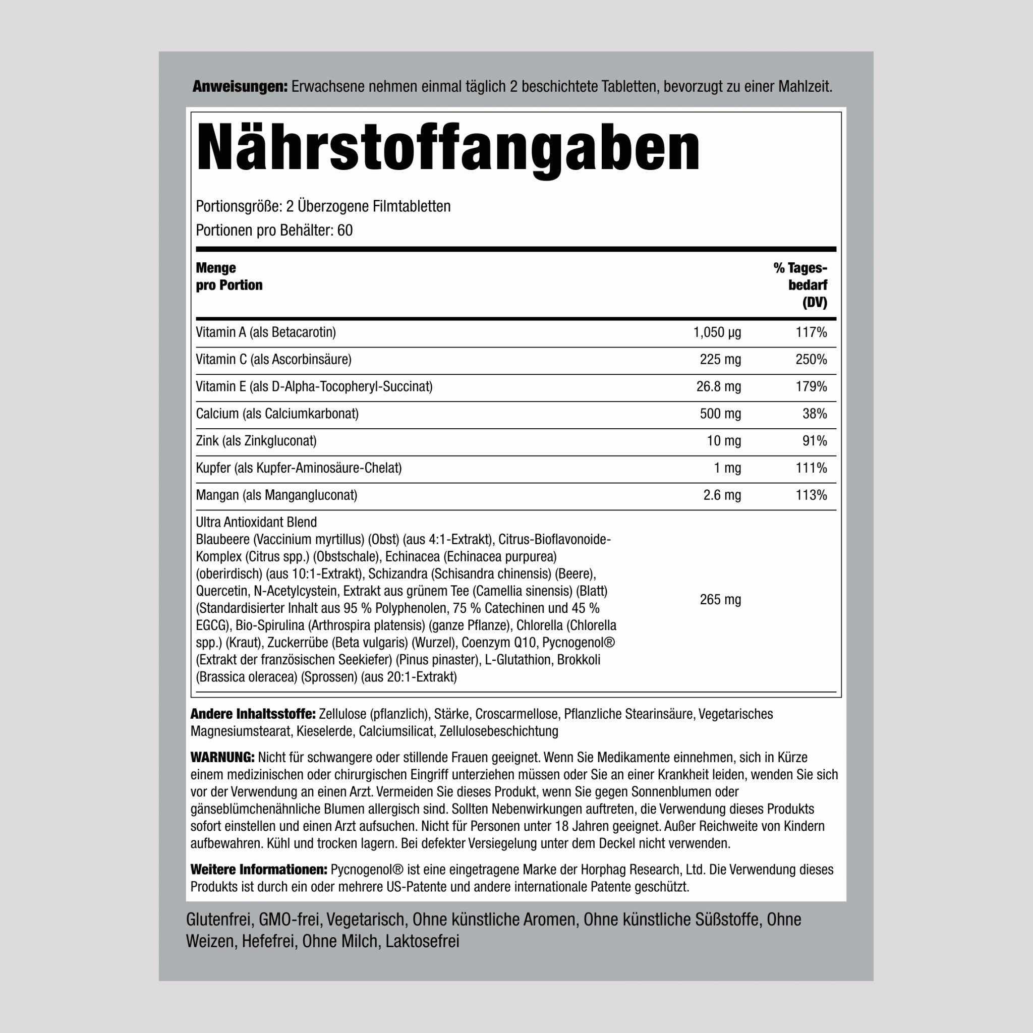 Ultra Max Antioxidant 120 Überzogene Filmtabletten       