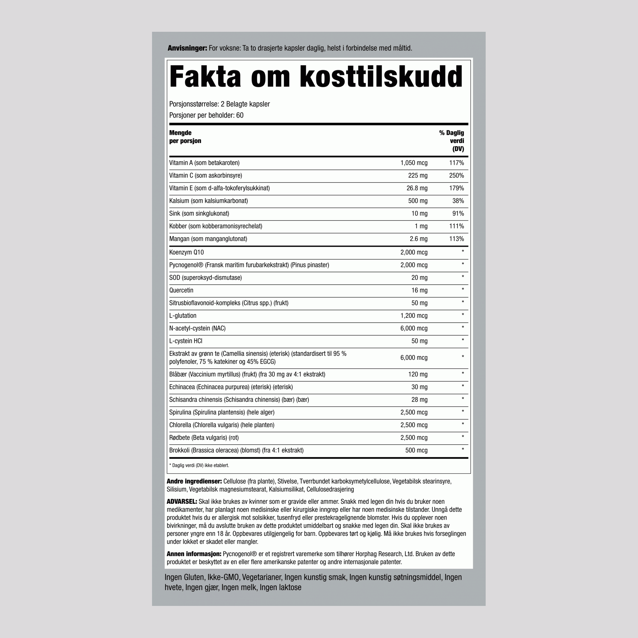 Ultra Max Antioxidant,  120 Belagte kapsler 2 Flasker