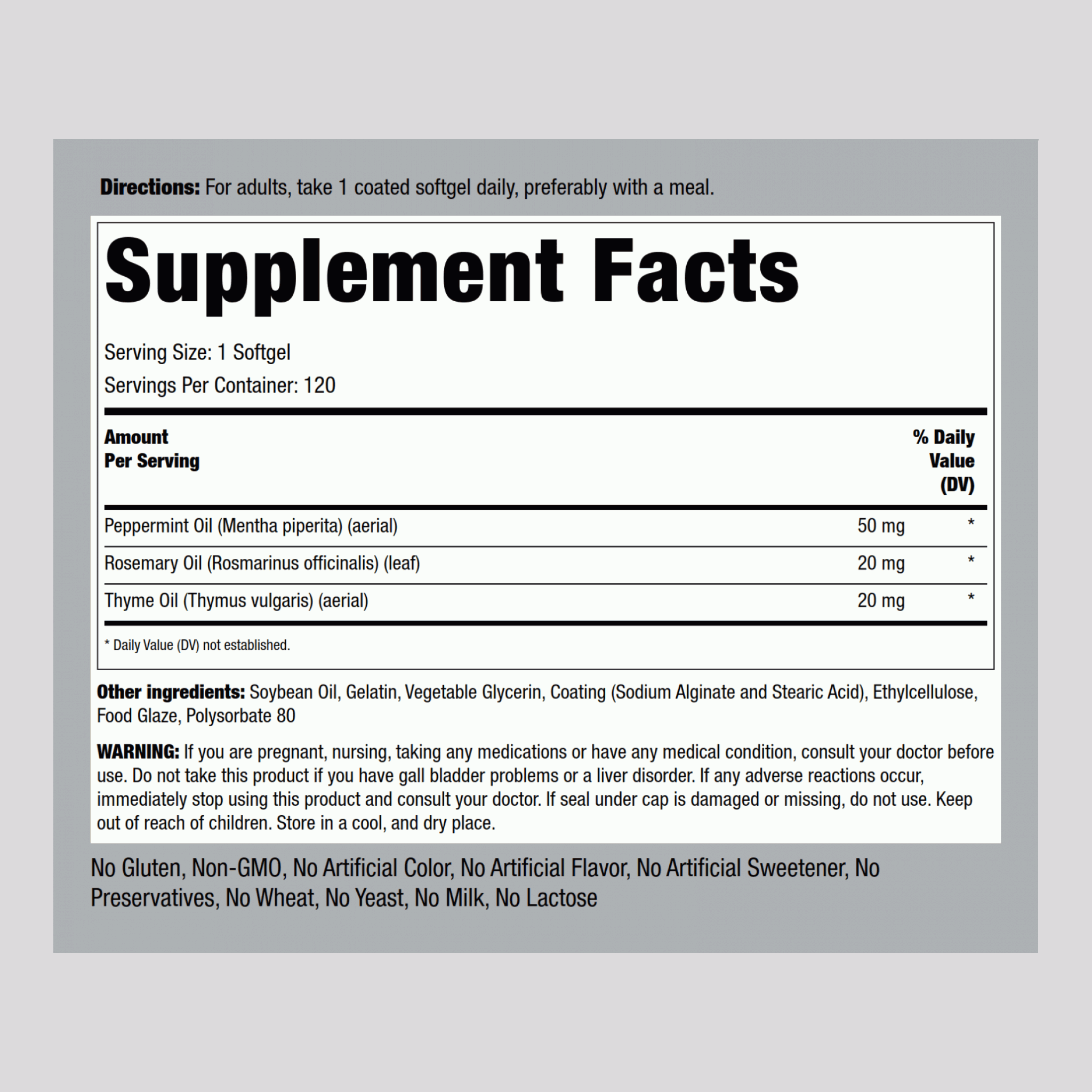Ultra Peppermint Oil (Enteric Coated), 50 mg, 120 Coated Softgels