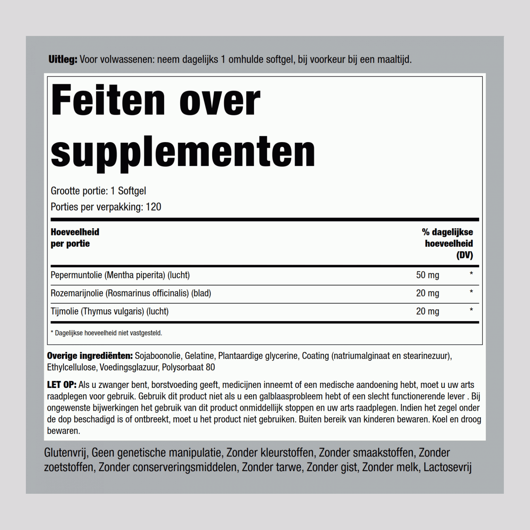Ultra pepermuntolie (enterisch bekleed) 50 mg 120 Omhulde softgels     
