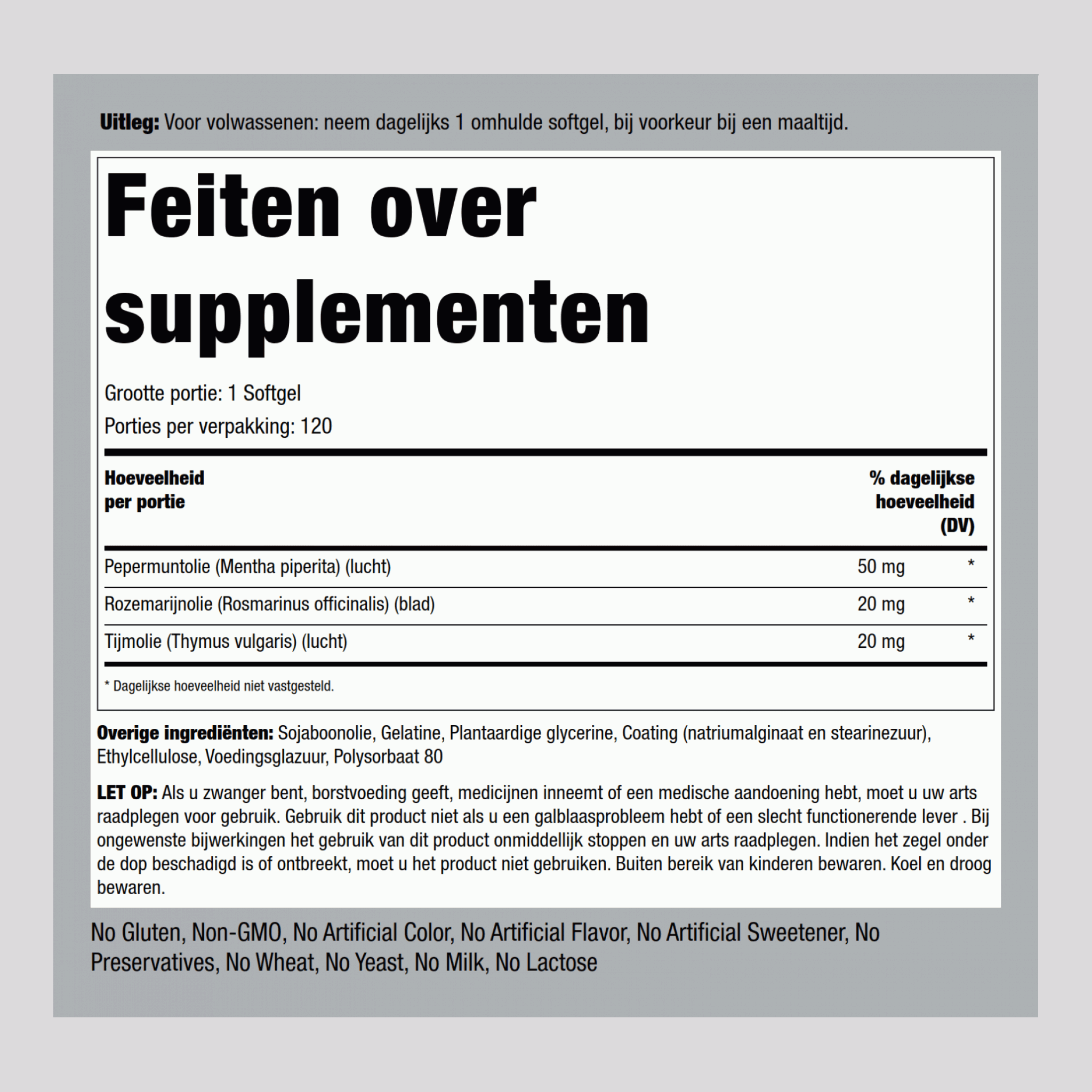Ultra pepermuntolie (enterisch bekleed) 50 mg 120 Omhulde softgels     