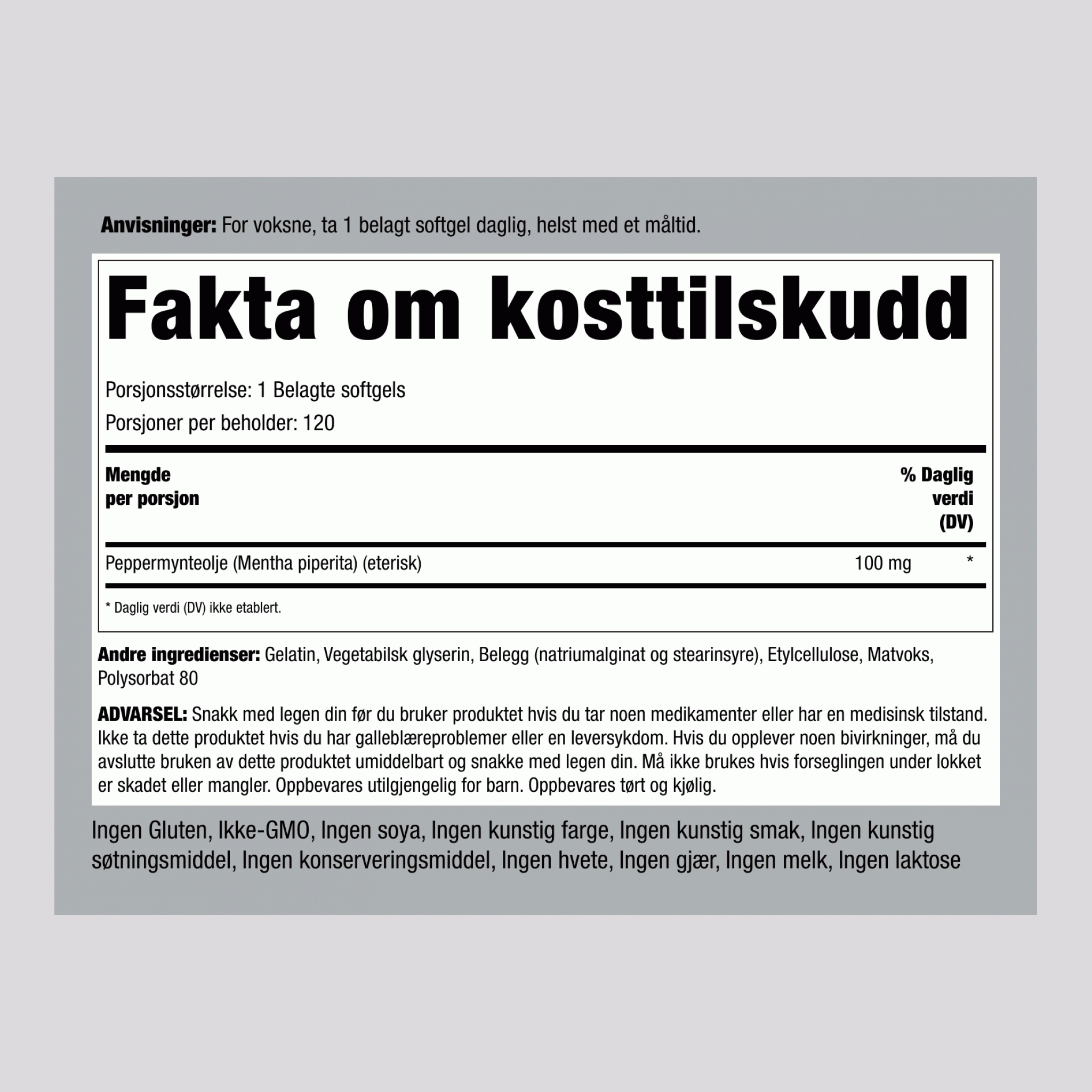 Ultra-peppermynteolje (enterotabletter) 50 mg 120 Belagte softgels 2 Flasker   