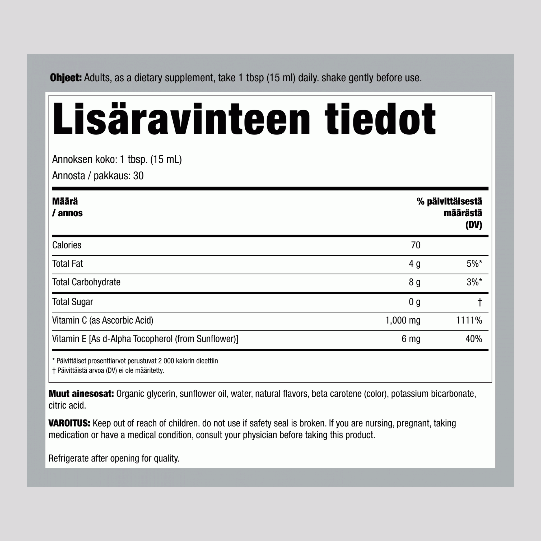 Liposomaalinen C-vitamiini 1000 mg/annos 15.2 fl oz 450 ml Pullo  