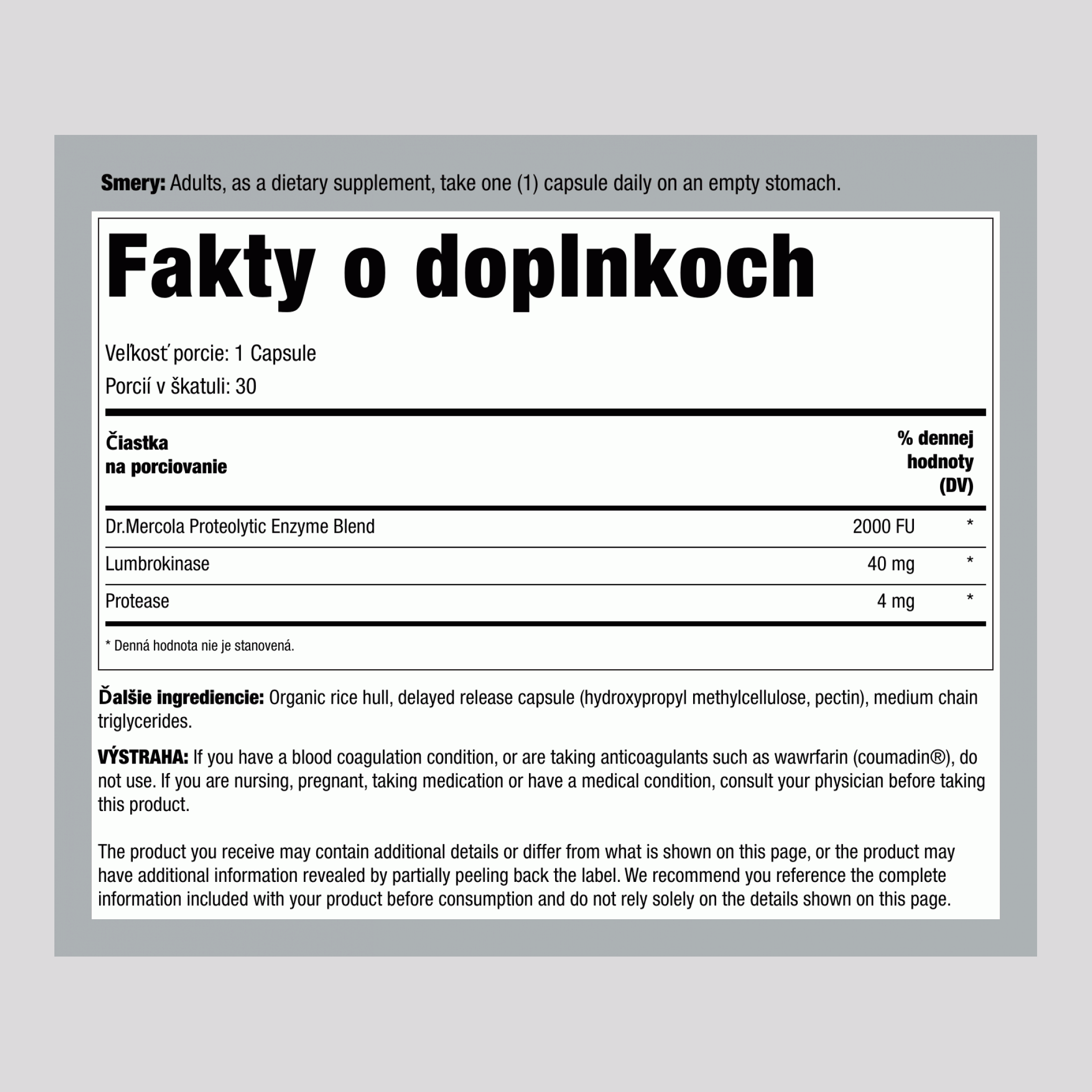 Enzýmy lumbrokinázy 30 Kapsuly       