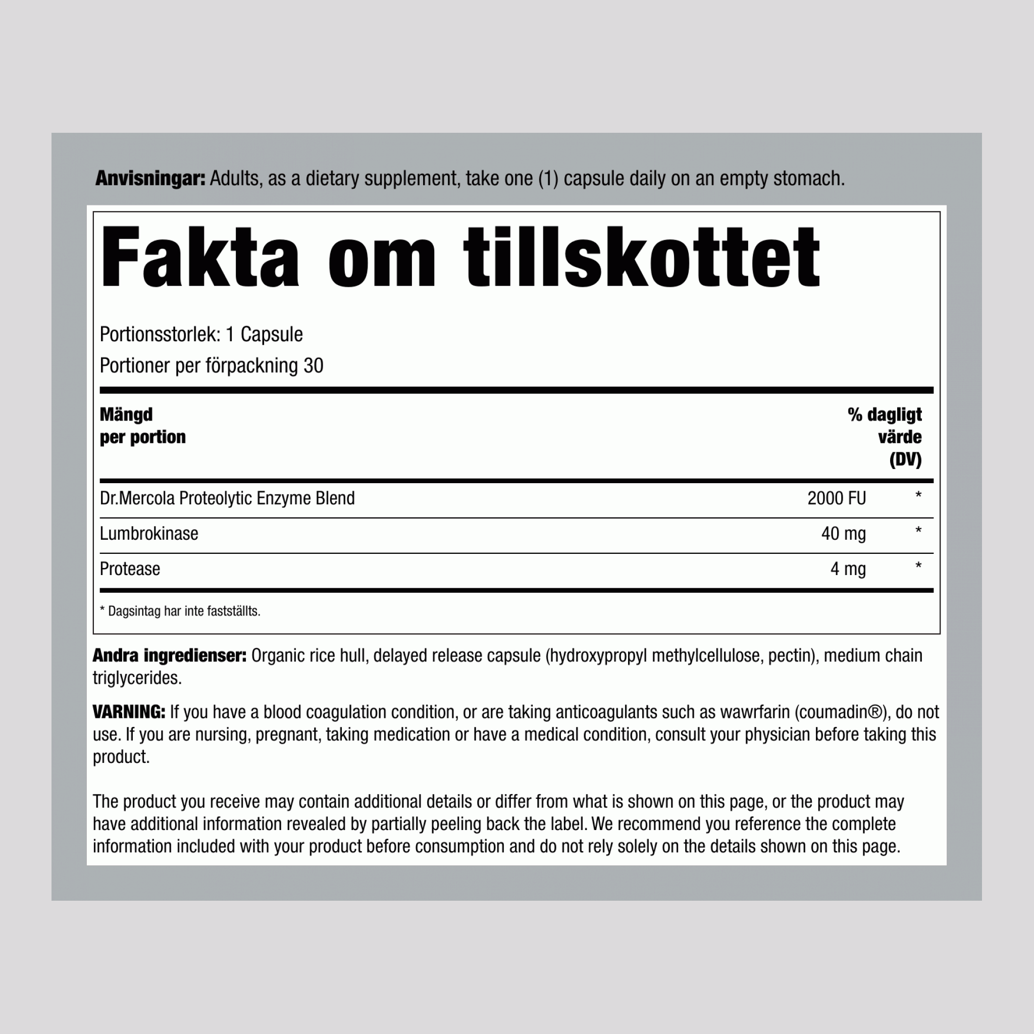 Lumbrokinasenzymer 30 Kapslar       