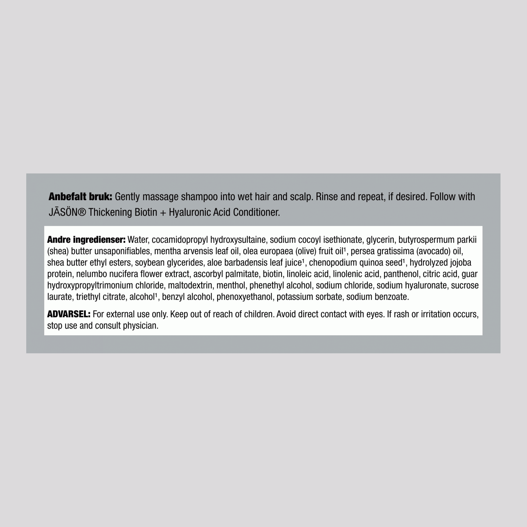 Biotin + Hyaluronsyre-sjampo 16 ounce 473 mL Flaske    