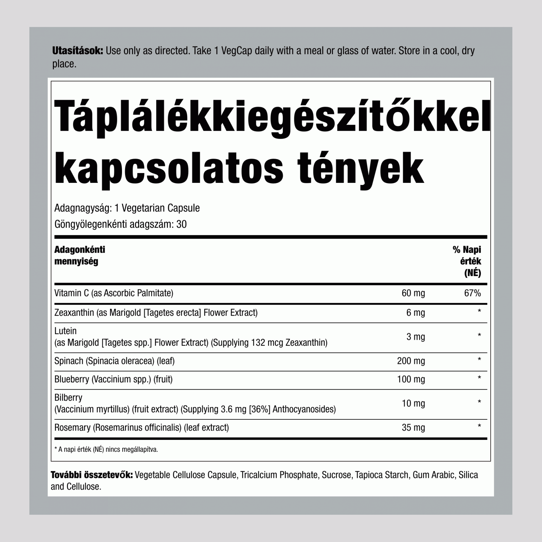 Zeaxanthin  6 mg 30 Növényi kapszulák     