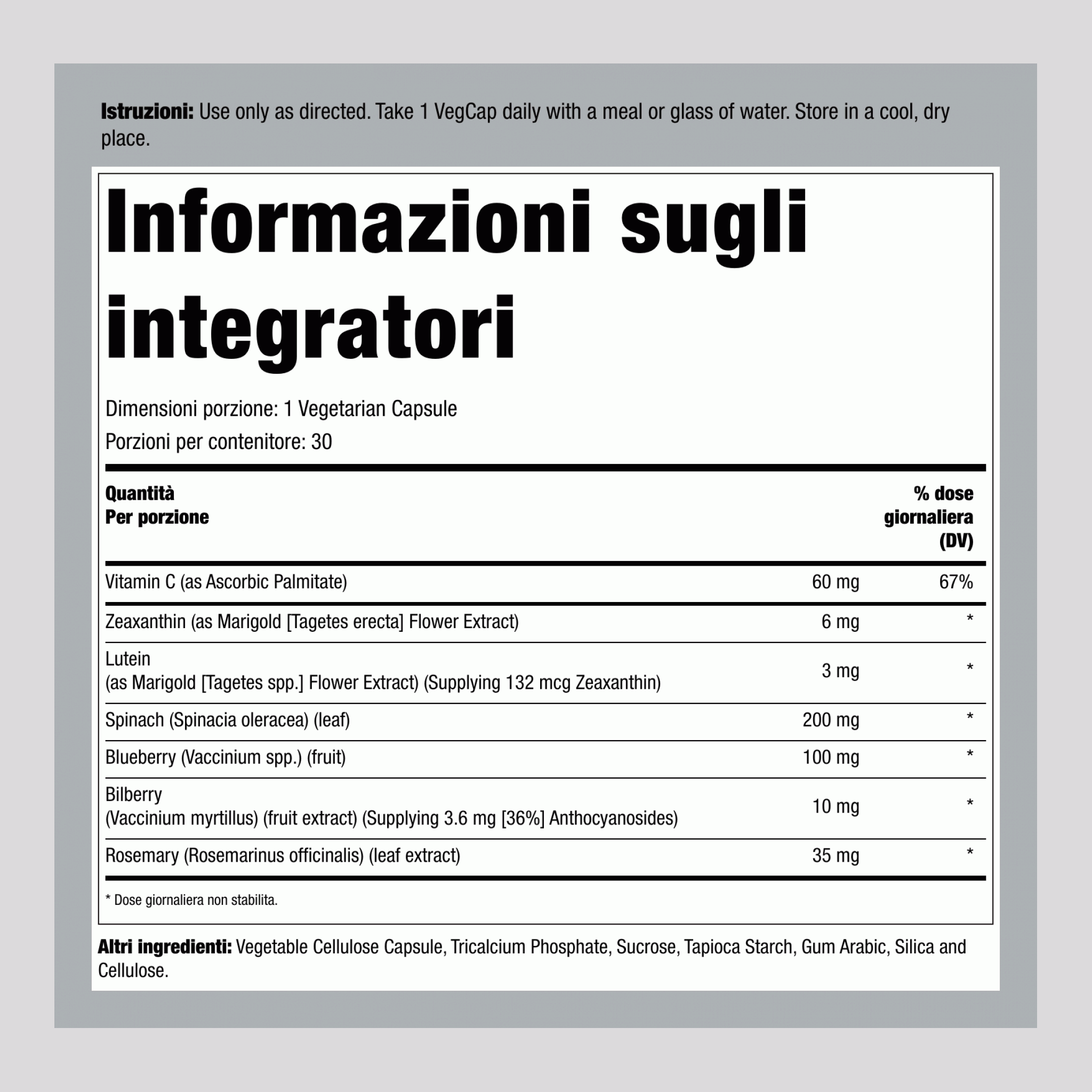Zeaxantina, 6 mg, 30 Capsule Vegetali