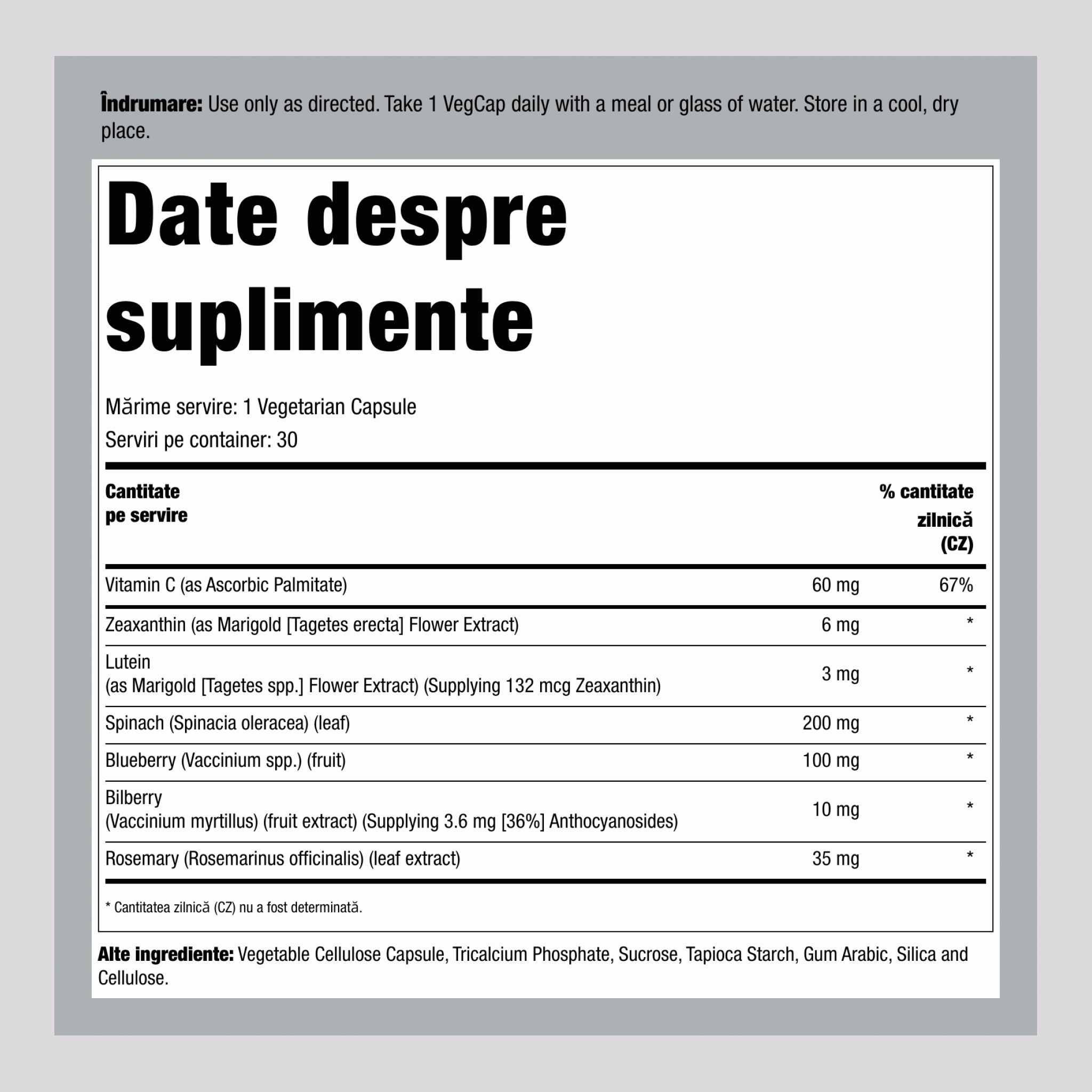 Zeaxantin  6 mg 30 Capsule vegetariene     