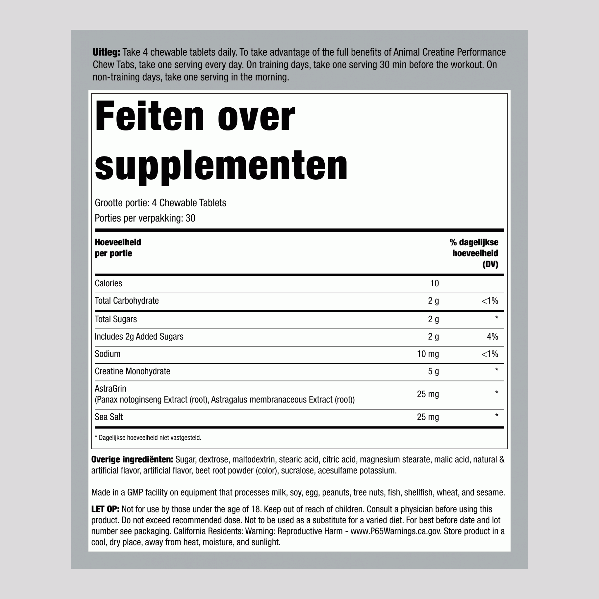 Animal Creatine Chews fruitpunch 120 Kauwtabletten   