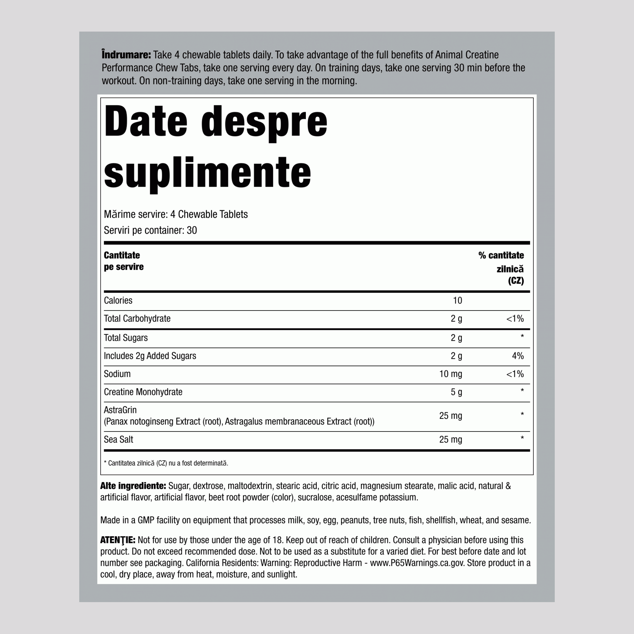 Animal Gume cu Creatină, aromă punch de fructe 120 Comprimate masticabile   